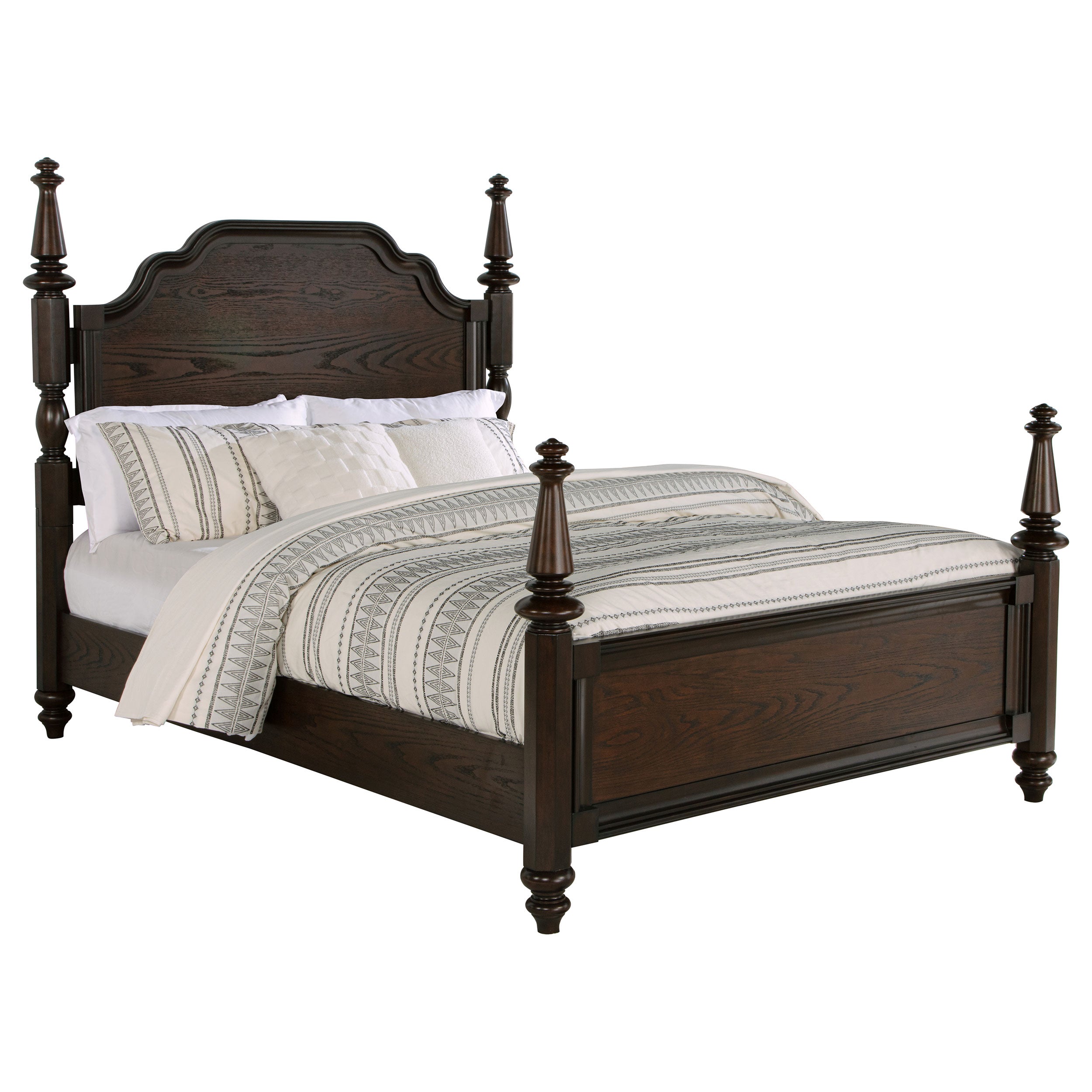 Andover 63-inch Four Poster Queen Bed Dark Oak-