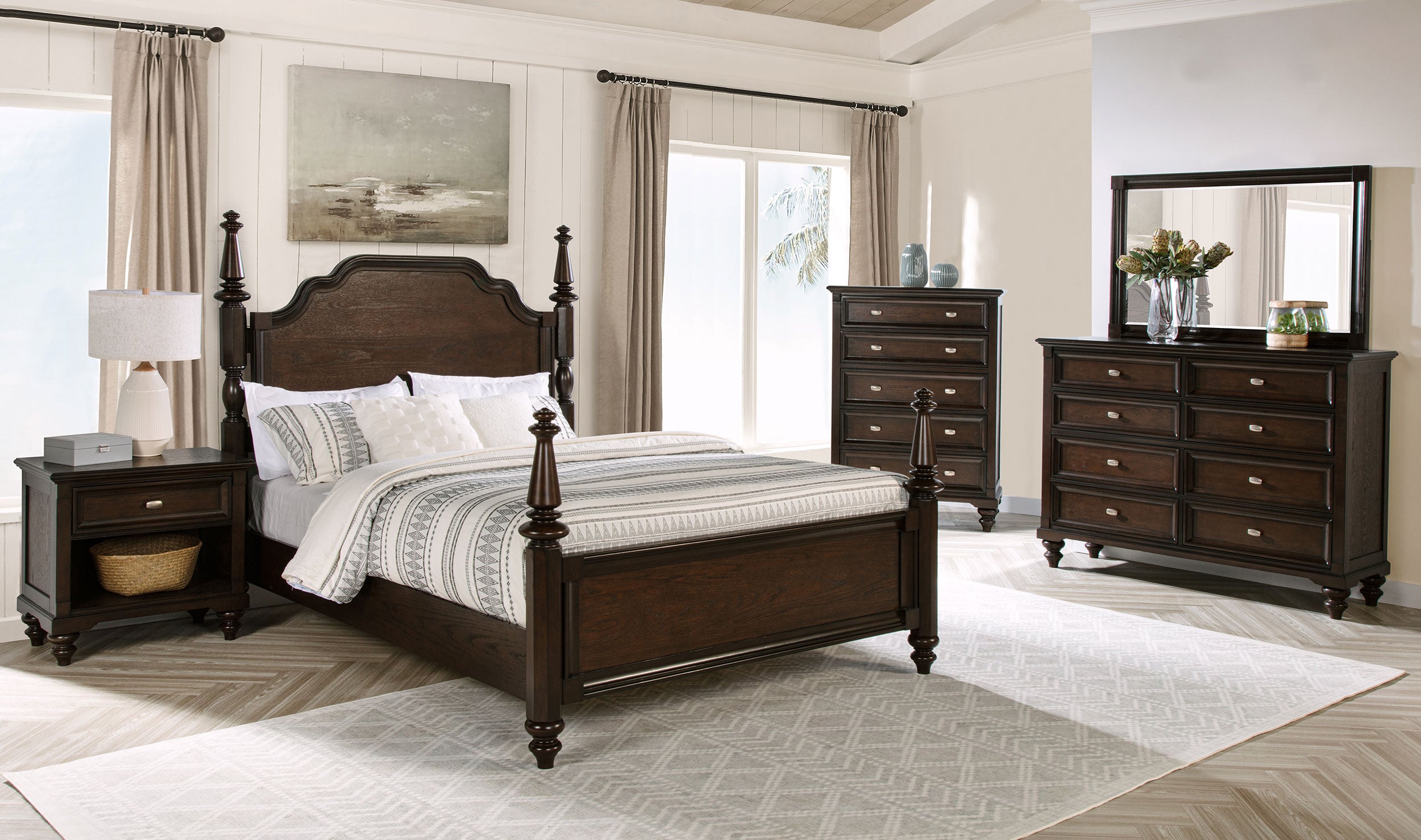 Andover 1-drawer Nightstand Bedside Table Dark Oak-