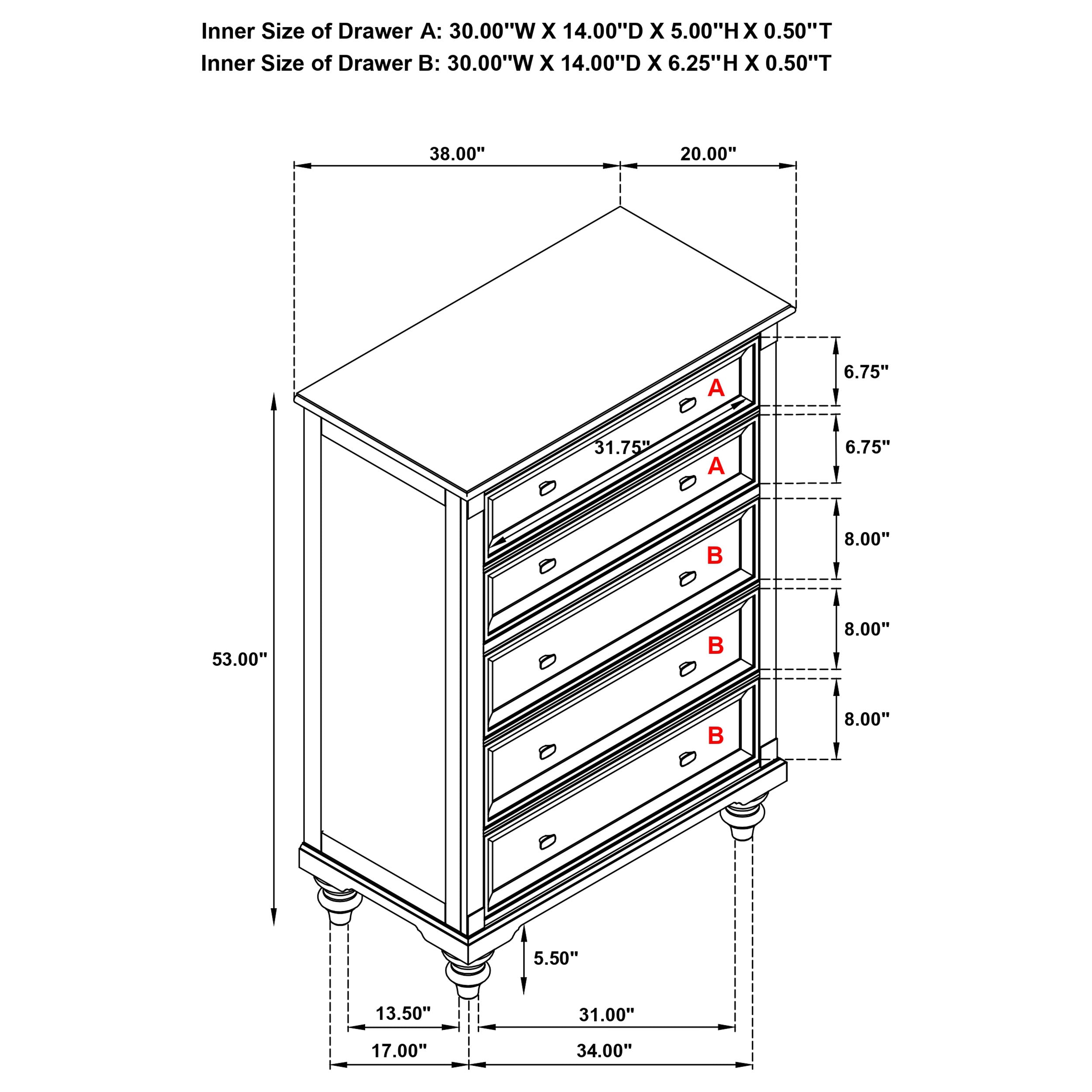 Andover 5-drawer Chest of Drawers Dark Oak-