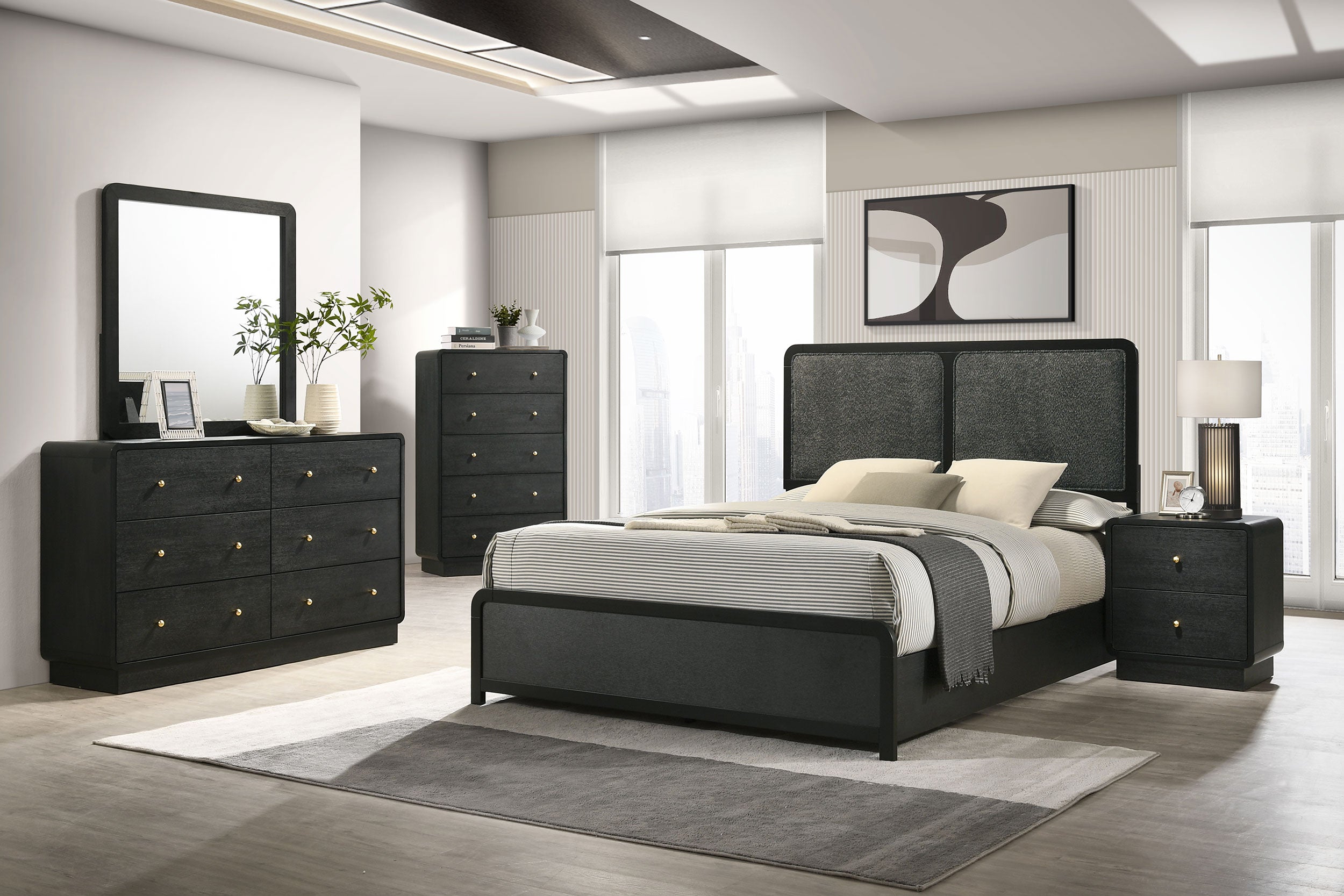 Cavelle 51-inch Upholstered Full Panel Bed Black-