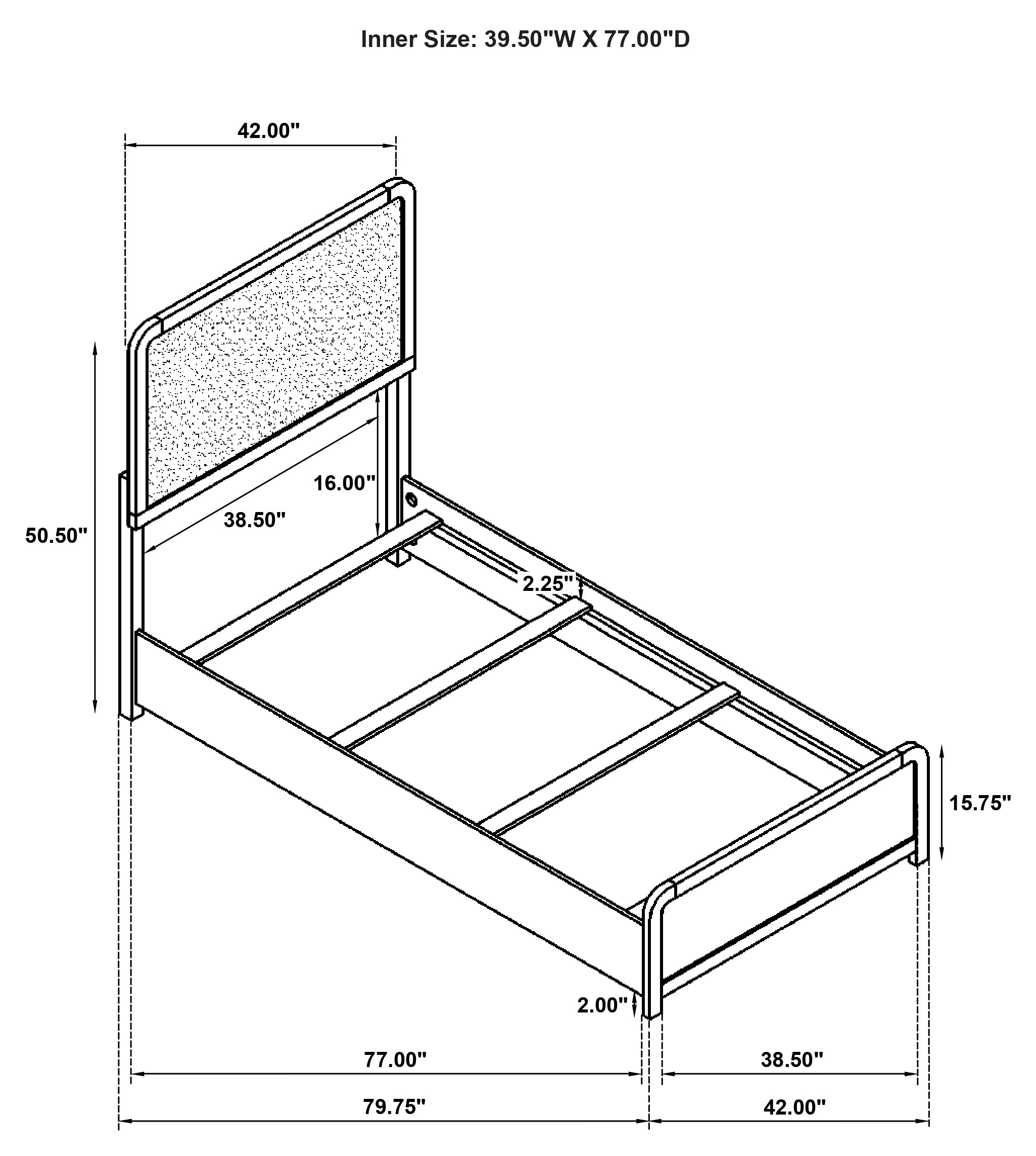 Cavelle 51-inch Upholstered Twin Panel Bed Black-