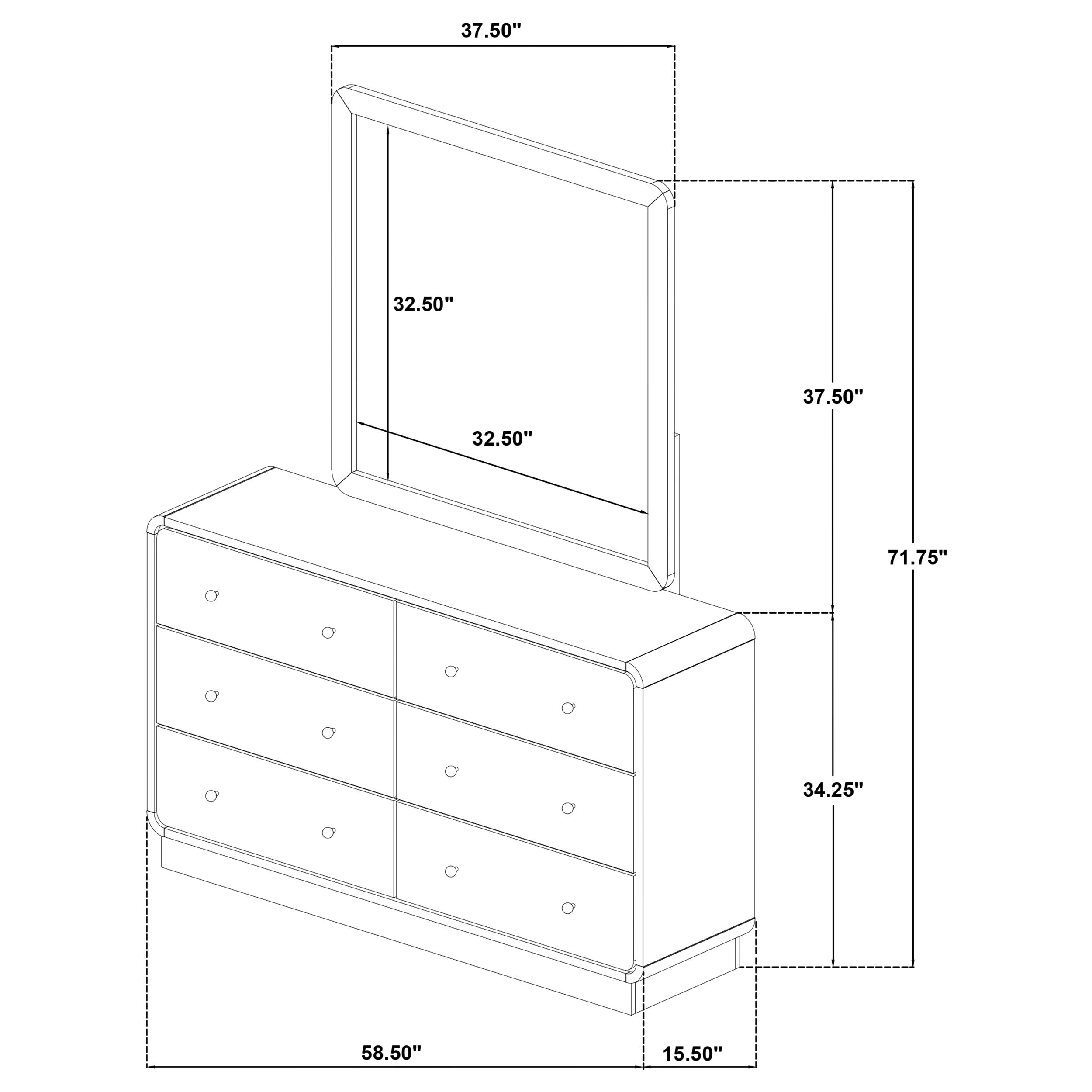 Cavelle 6-drawer Dresser and Mirror Black-