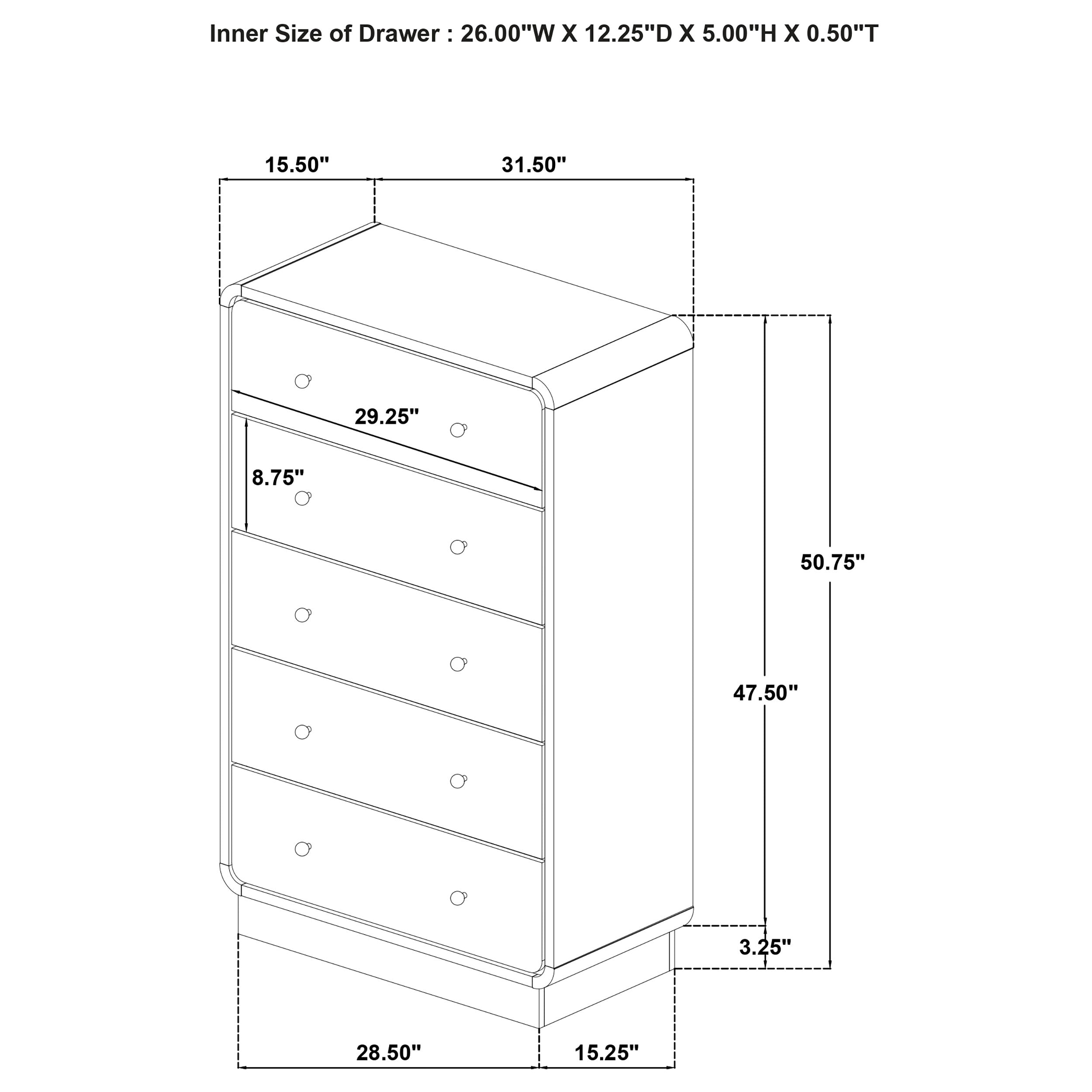 Cavelle 5-drawer Chest of Drawers Black-