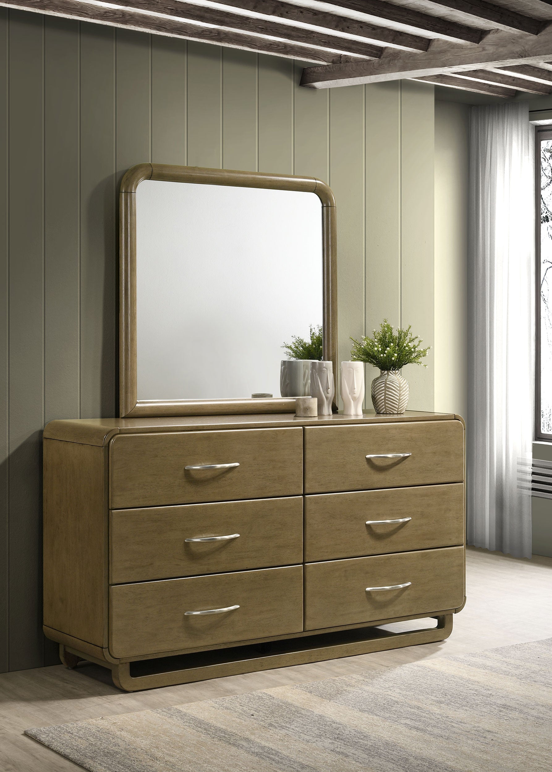 Amsbury 6-drawer Dresser and Mirror Nutmeg-