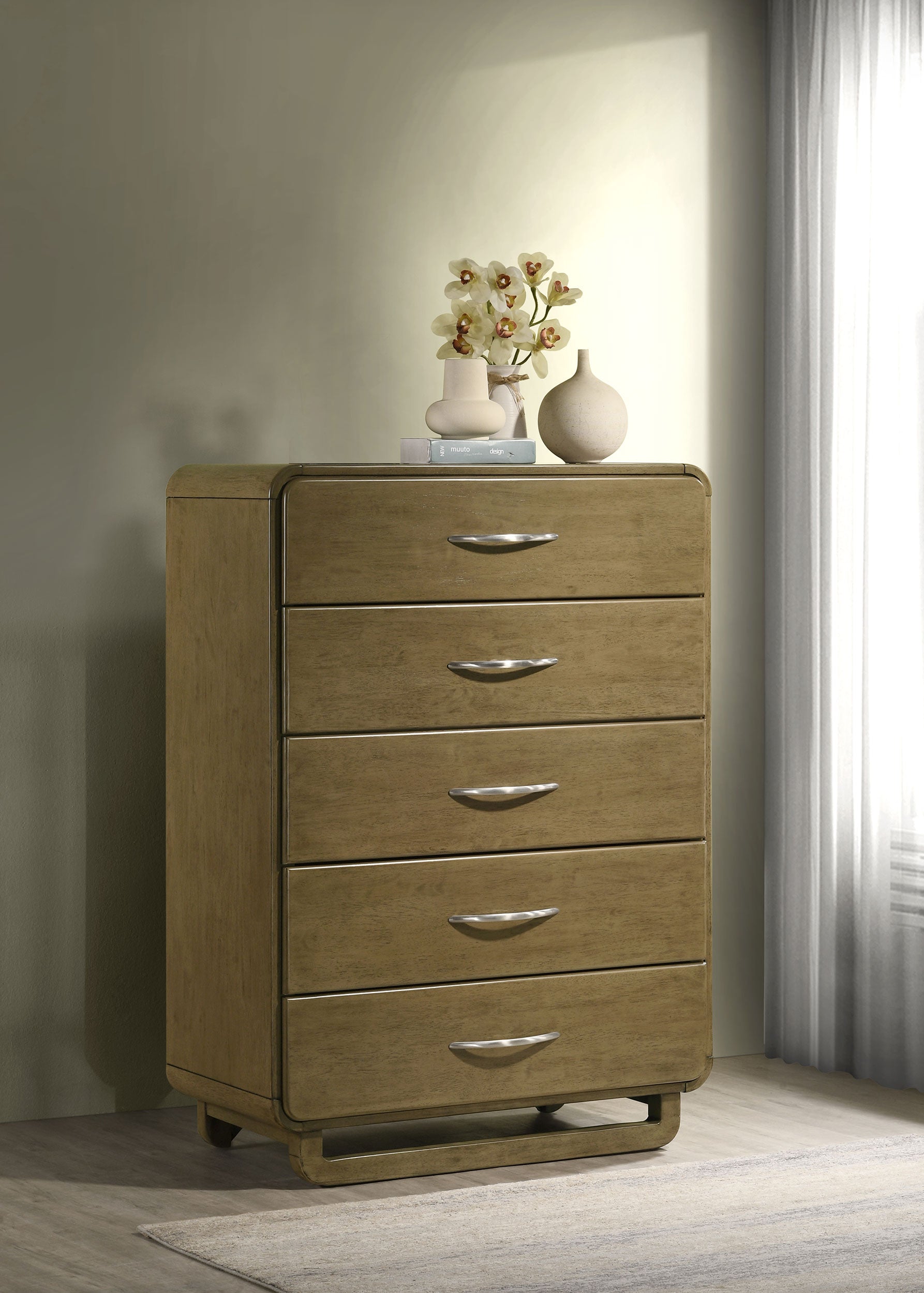 Amsbury 5-drawer Chest of Drawers Nutmeg-