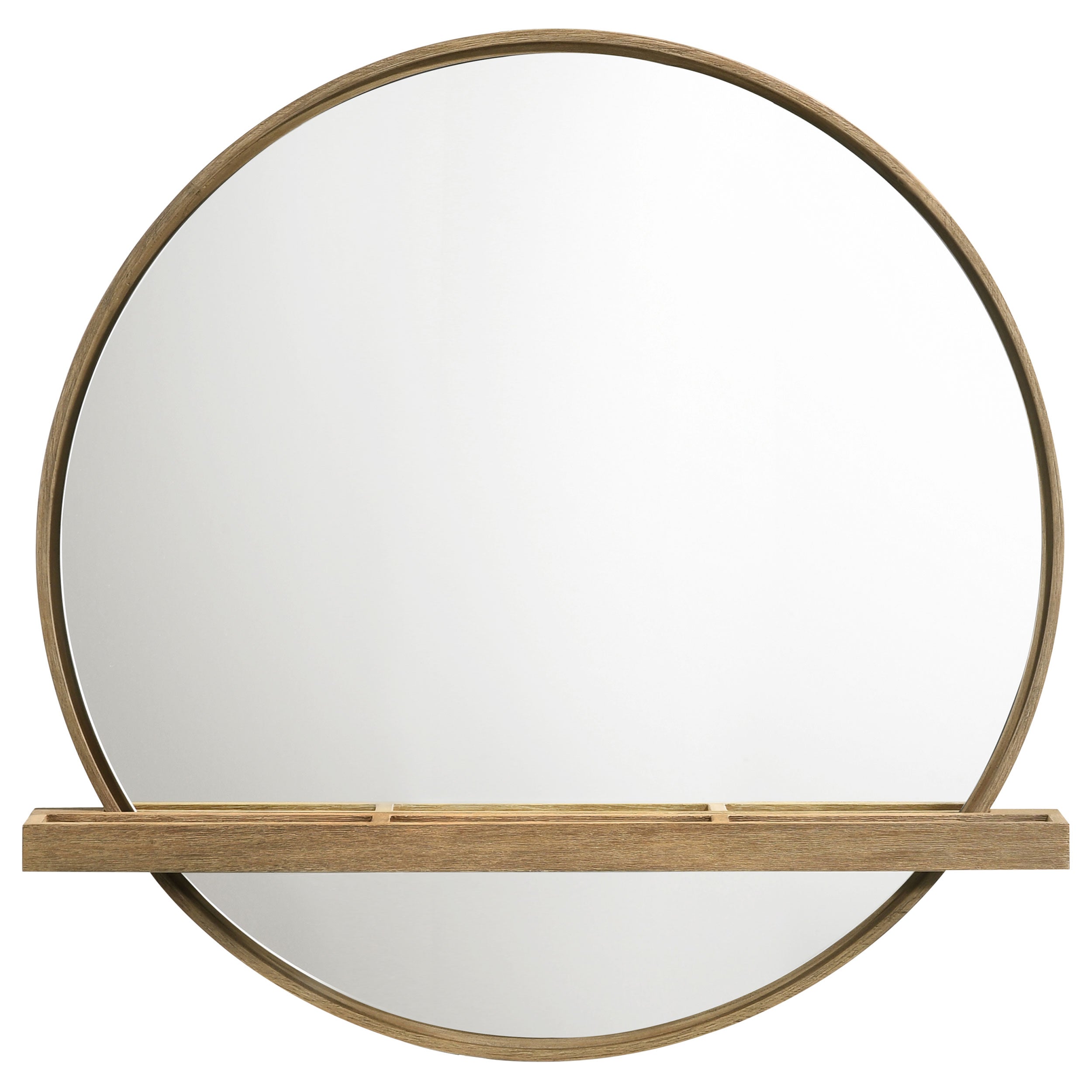 Arini Round Vanity Wall Mirror with Shelf Sand Wash-CoasterElevations