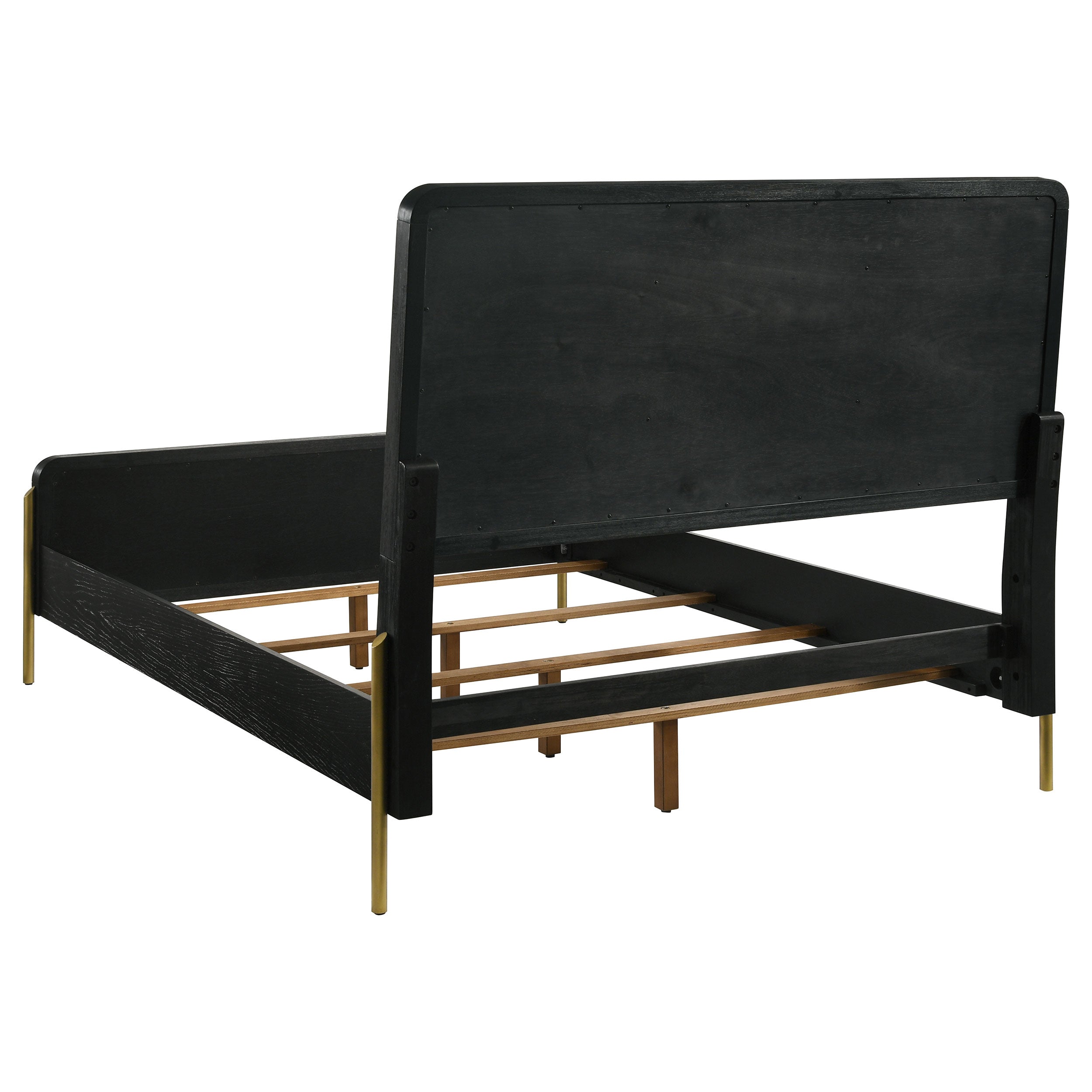 Arini Rattan Queen Panel Bed Black and Natural-