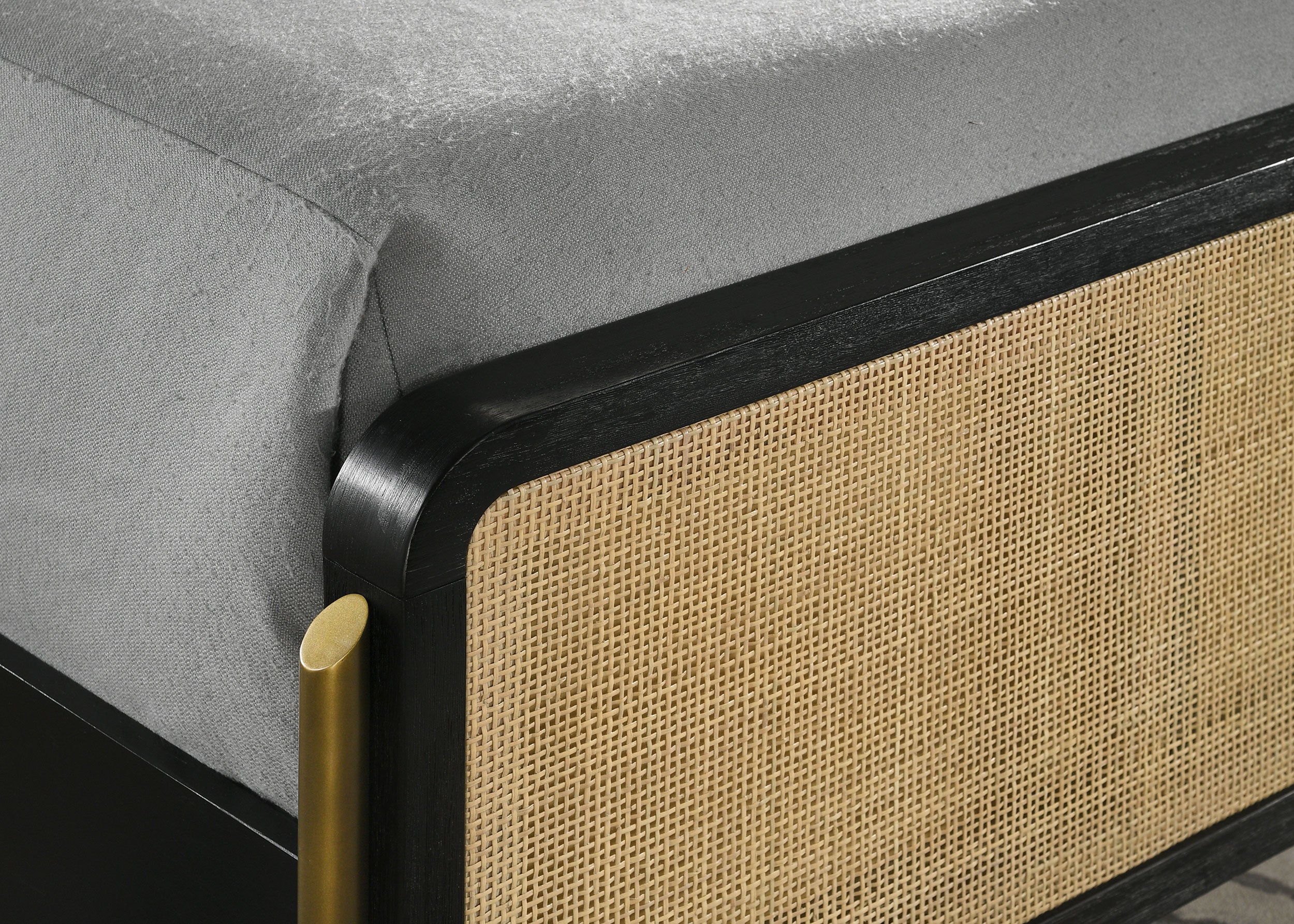 Arini Rattan Queen Panel Bed Black and Natural-