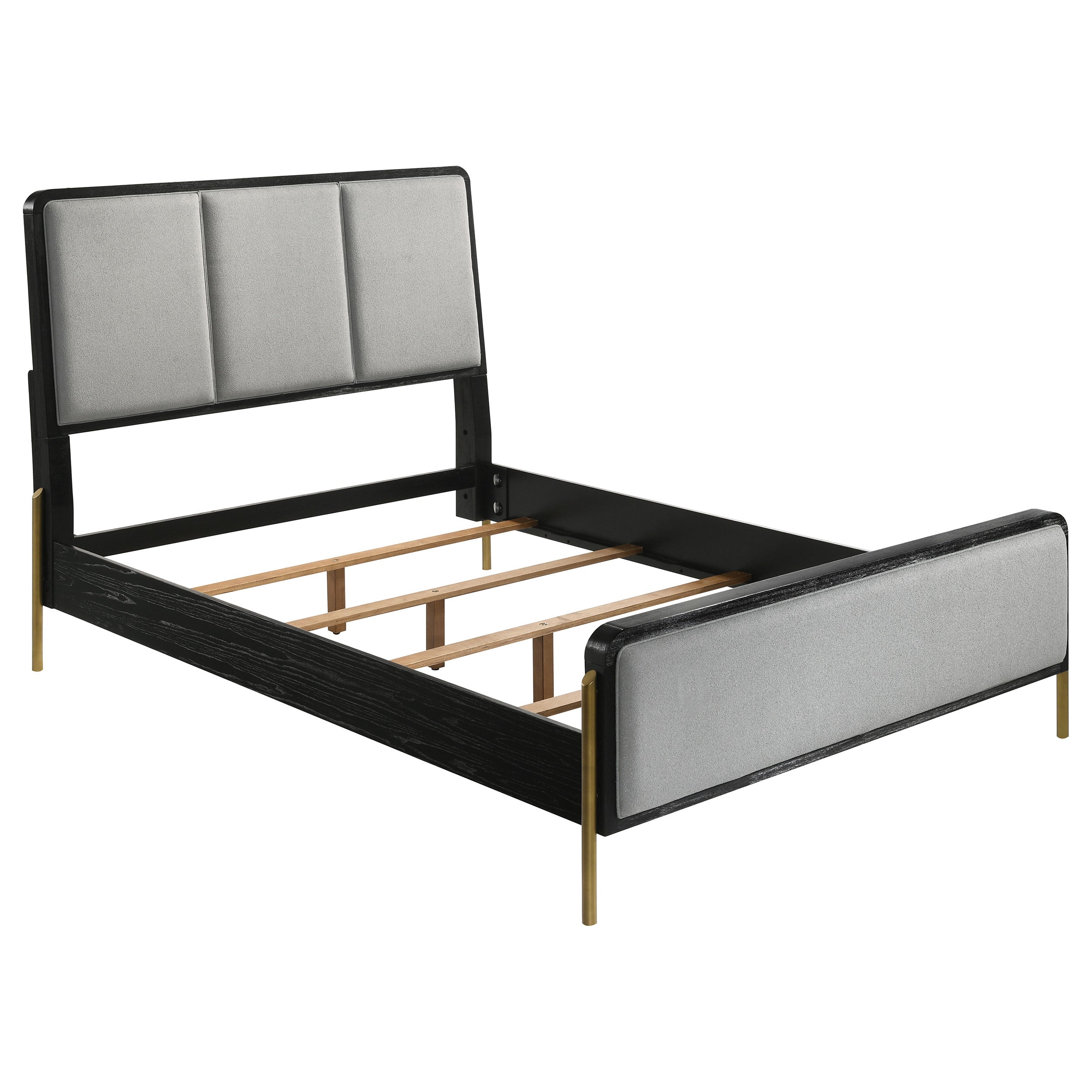 Arini Upholstered Queen Panel Bed Black and Grey-