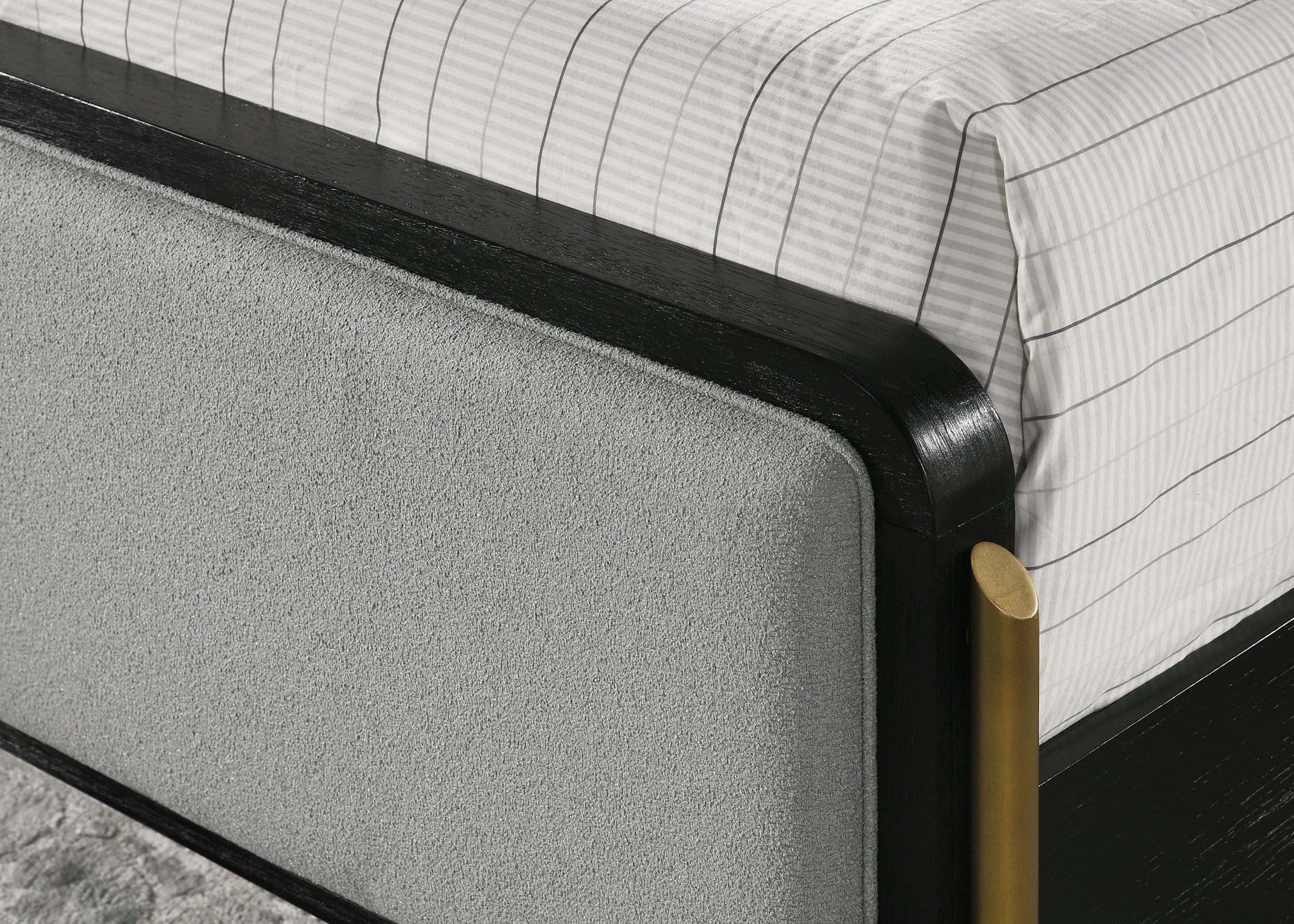 Arini Upholstered Queen Panel Bed Black and Grey-
