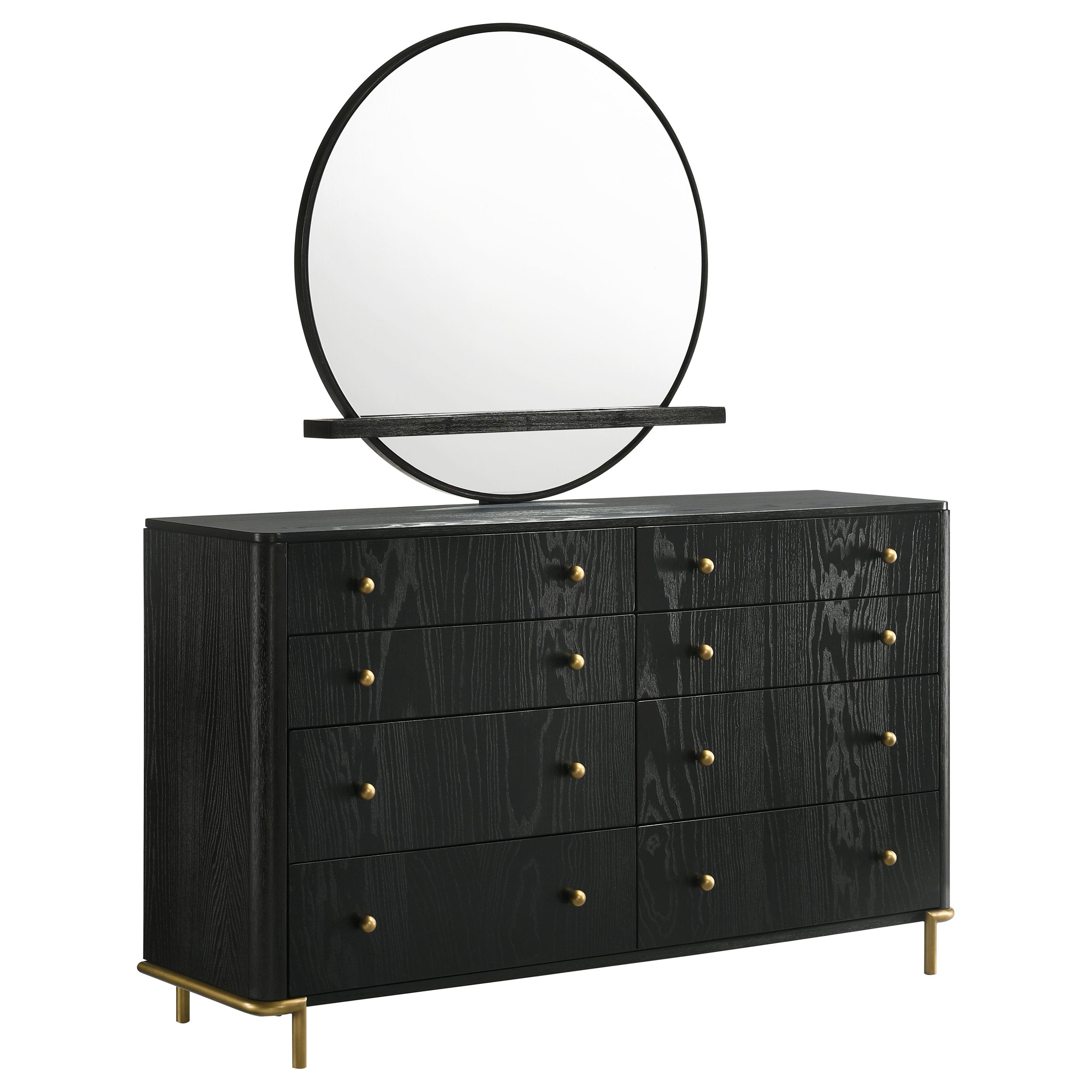 Arini 8-drawer Dresser with Mirror Black-