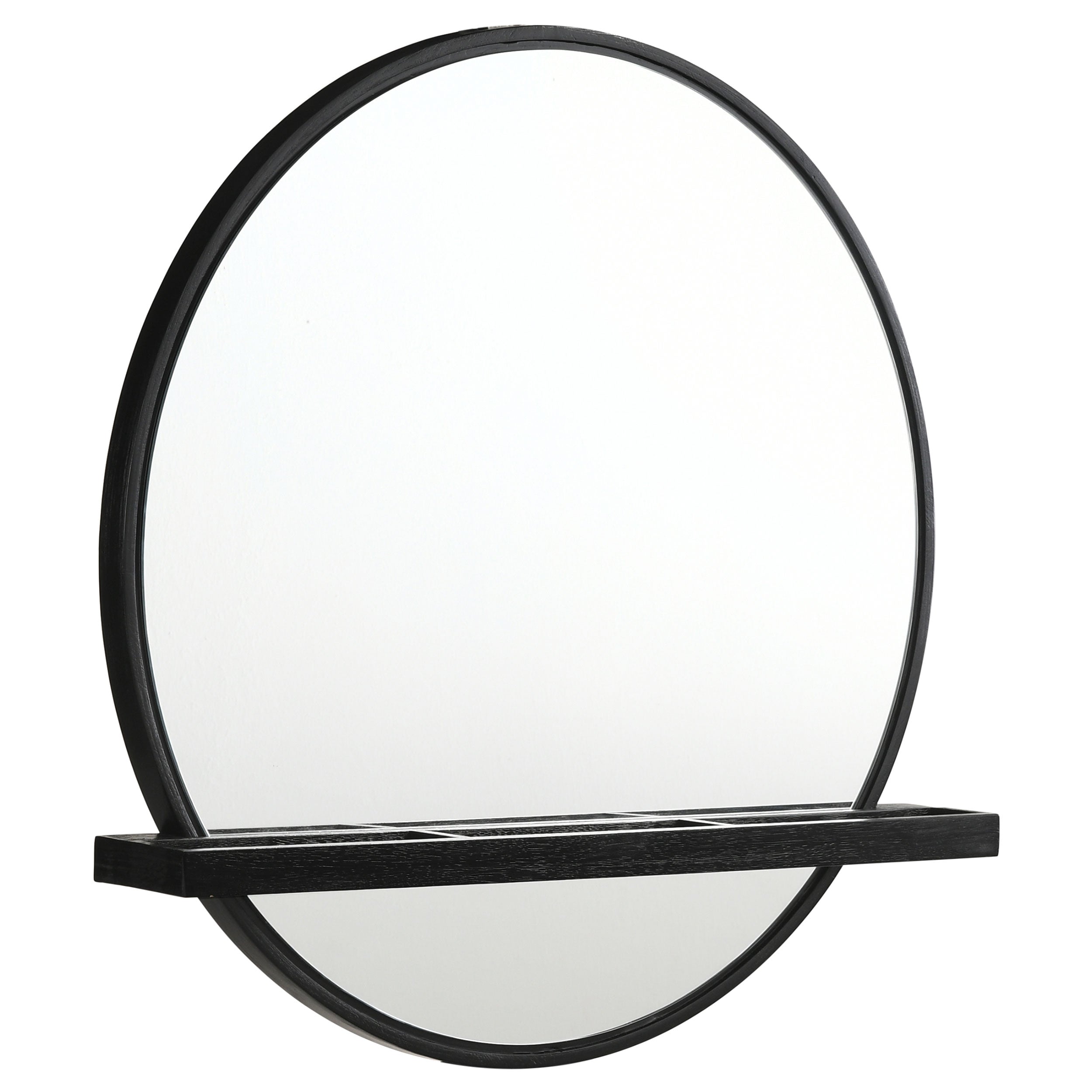Arini Round Vanity Wall Mirror with Shelf Black-