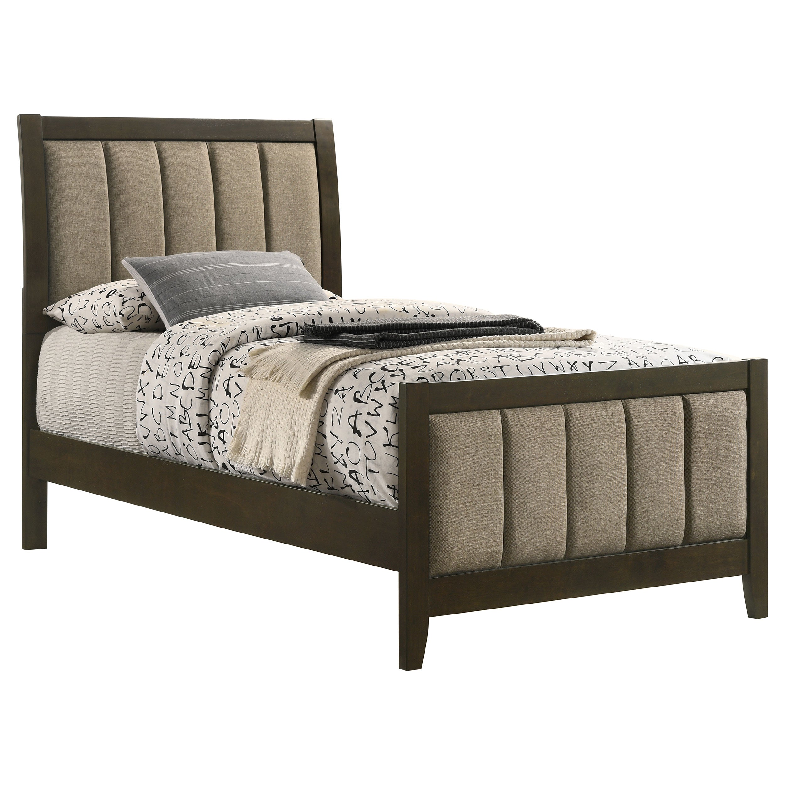 Wilkes 51-inch Upholstered Twin Bed Dark Cocoa-