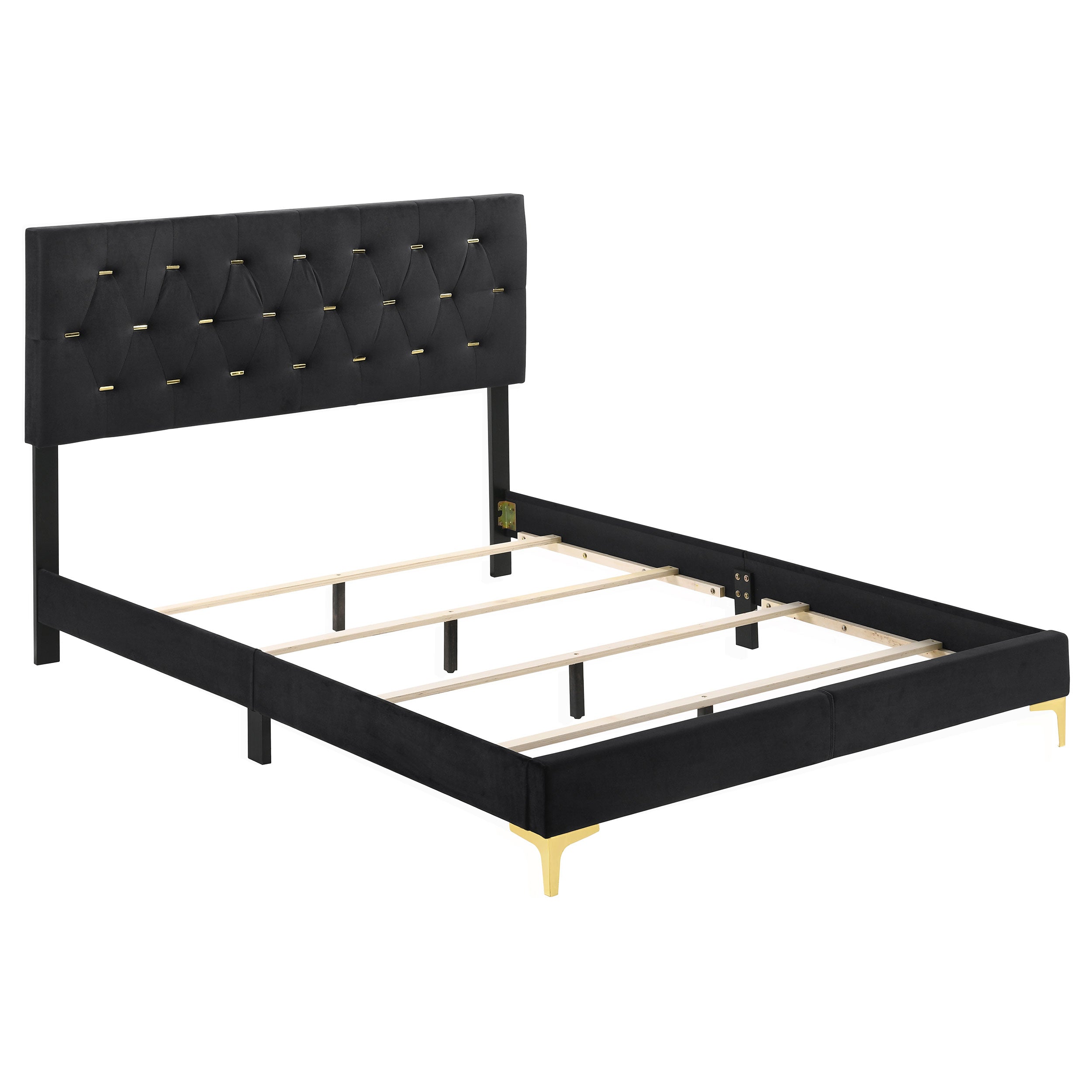 Kendall Upholstered Queen Panel Bed Black-CoasterEveryday