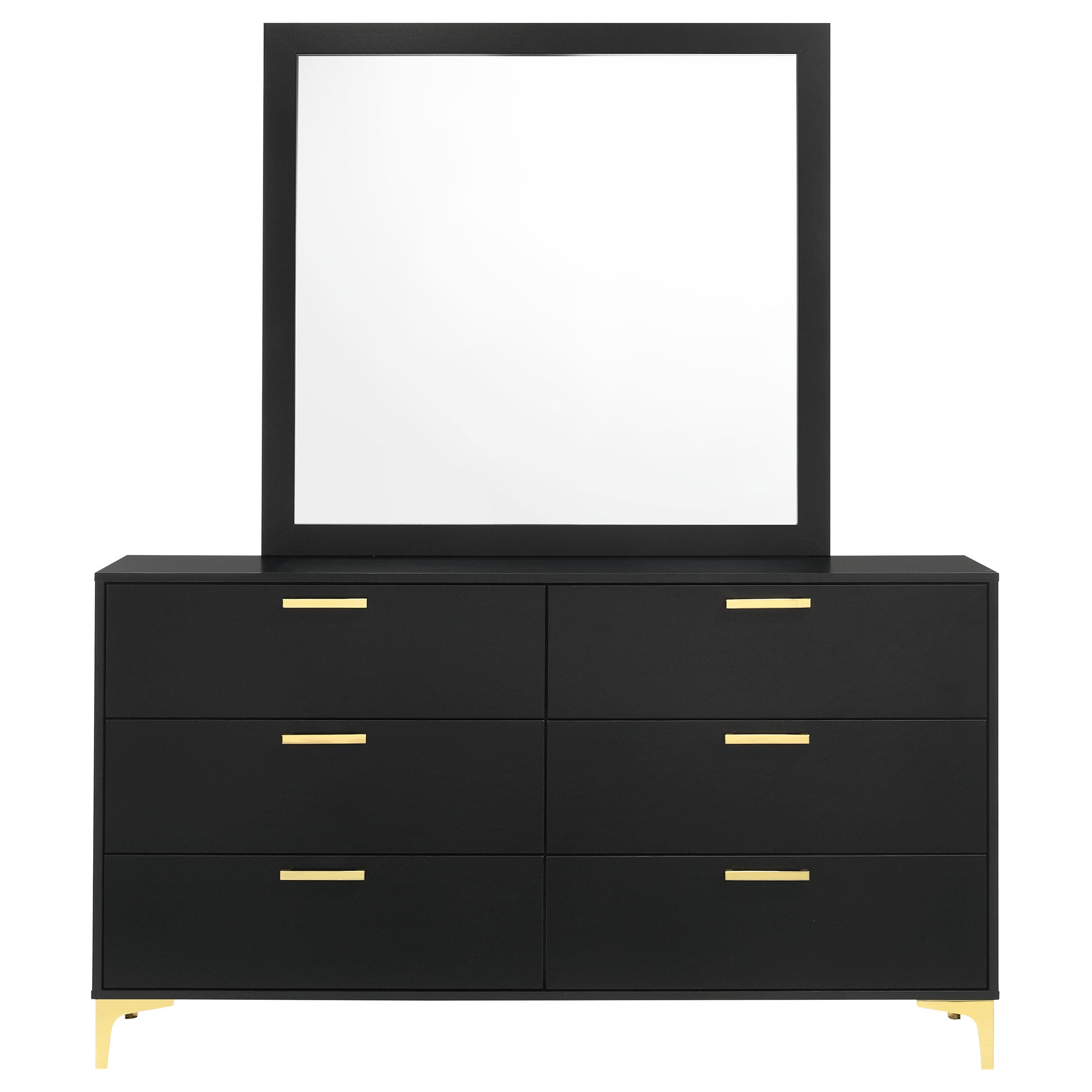 Kendall 6-drawer Dresser with Mirror Black-CoasterEveryday