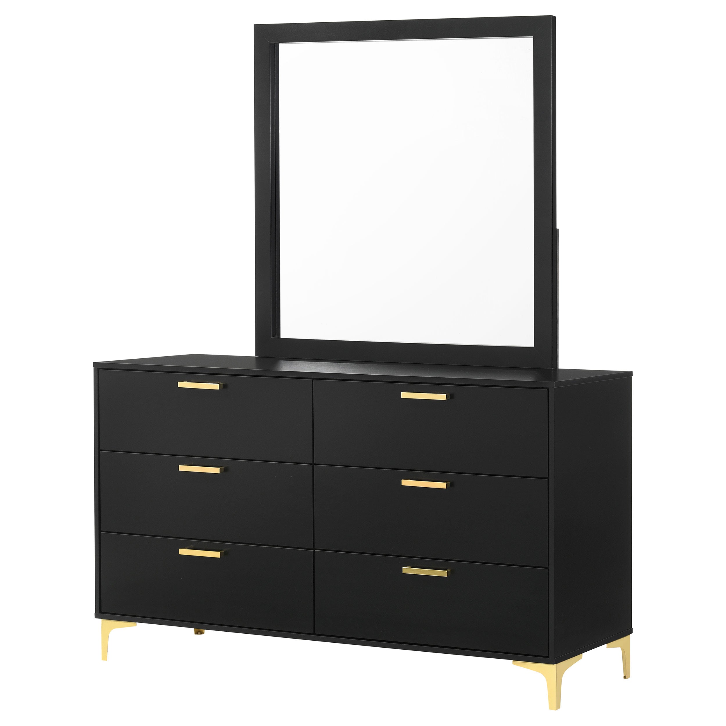 Kendall 6-drawer Dresser with Mirror Black-CoasterEveryday
