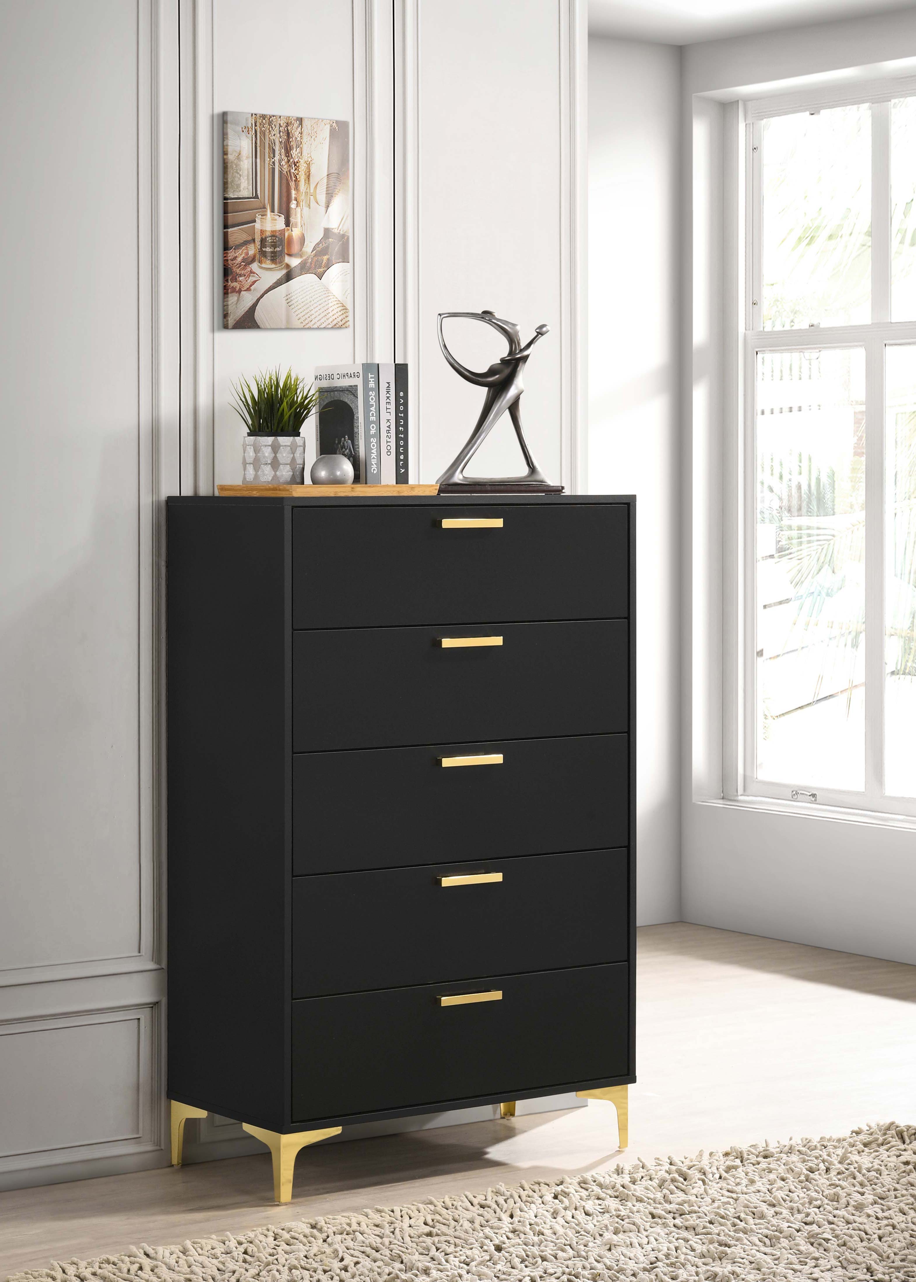 Kendall 5-drawer Bedroom Chest Black-CoasterEveryday
