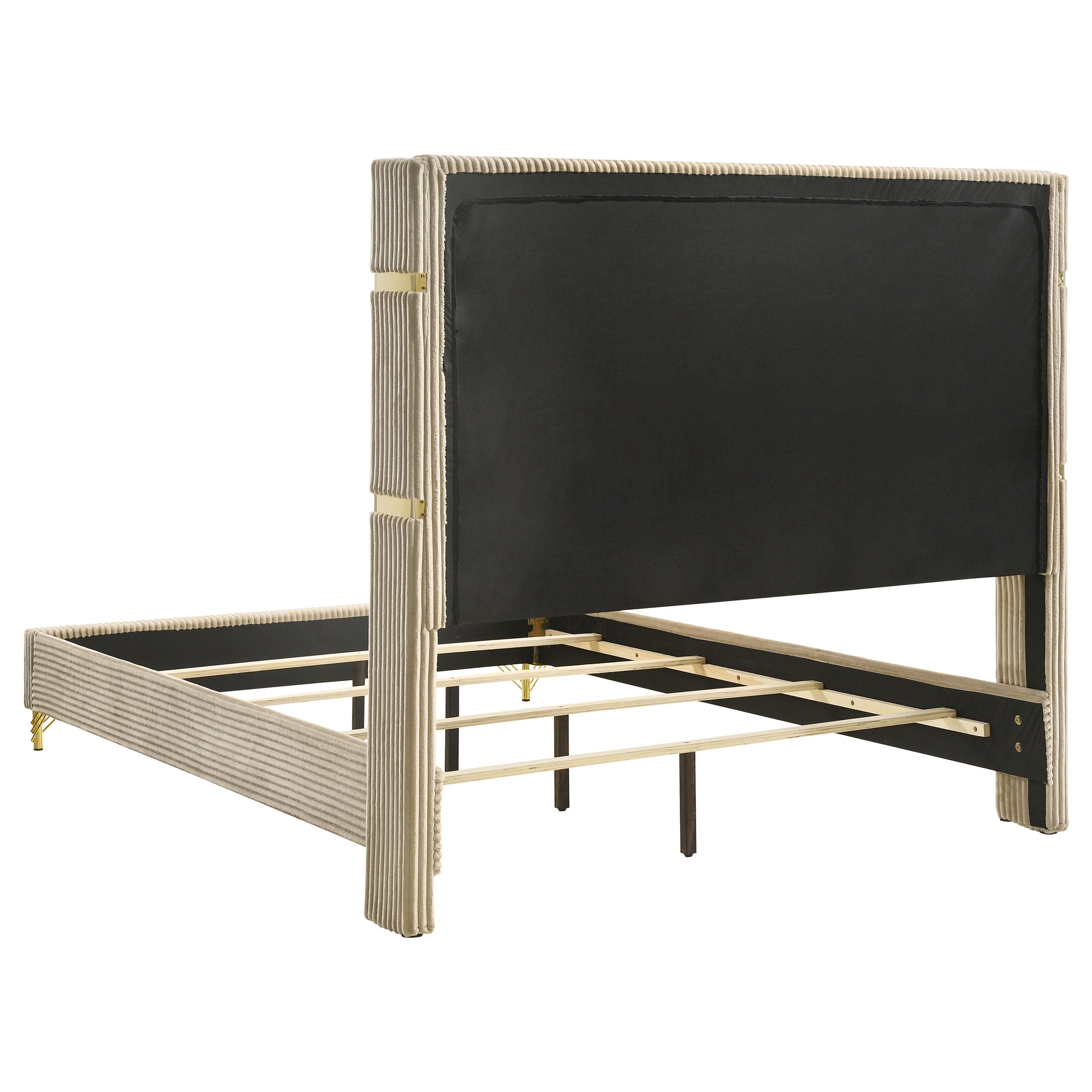 Lucia 61-inch Upholstered Queen Wingback Bed Beige-