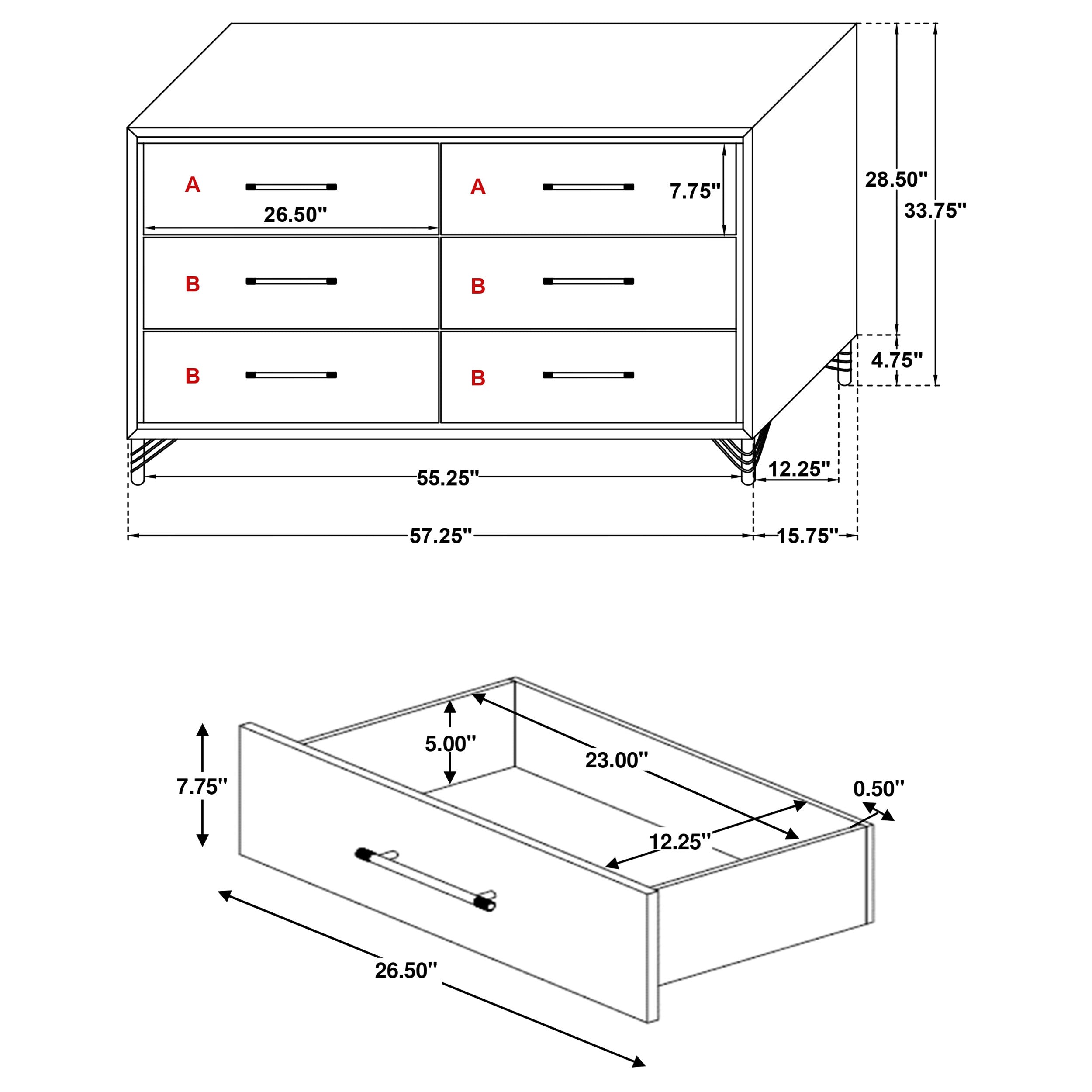 Lucia 6-drawer Dresser Cabinet White-
