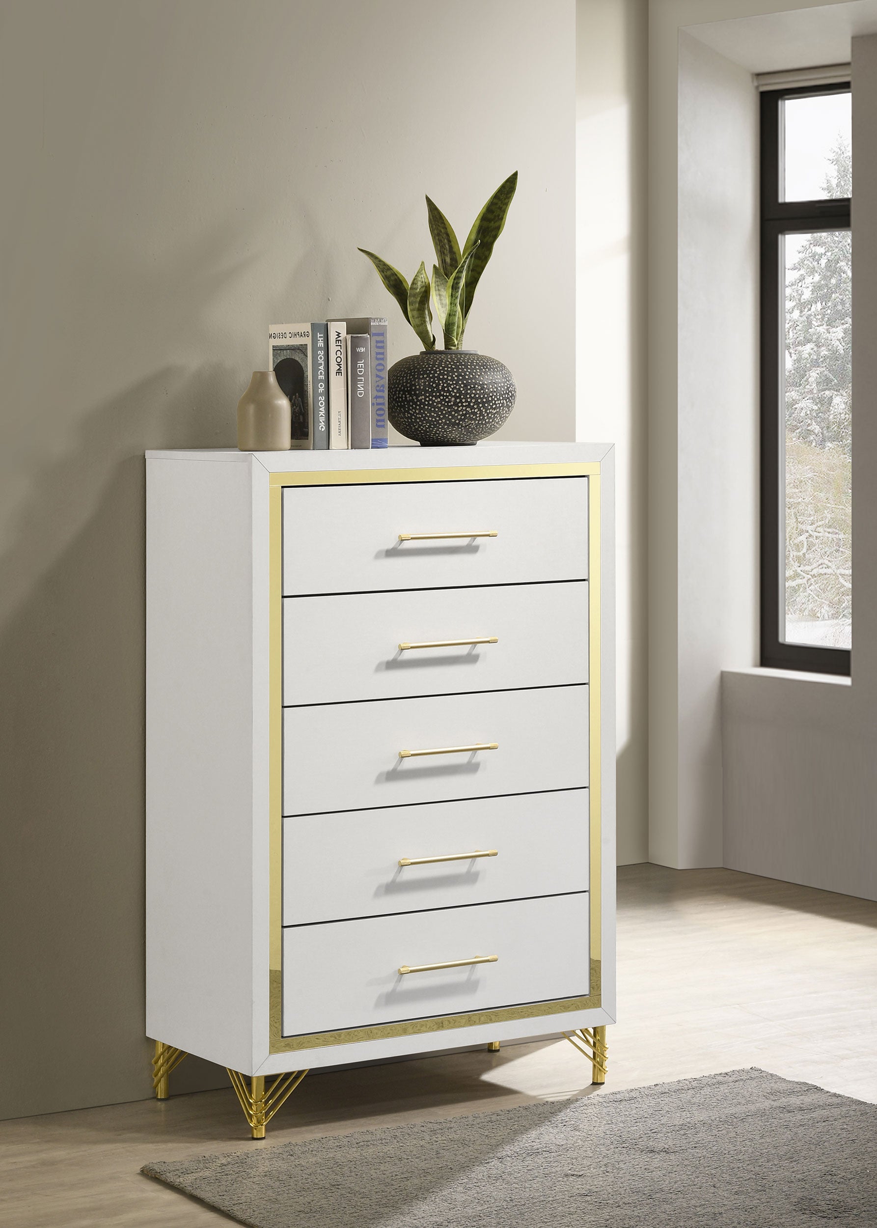 Lucia 5-drawer Bedroom Chest of Drawers White-