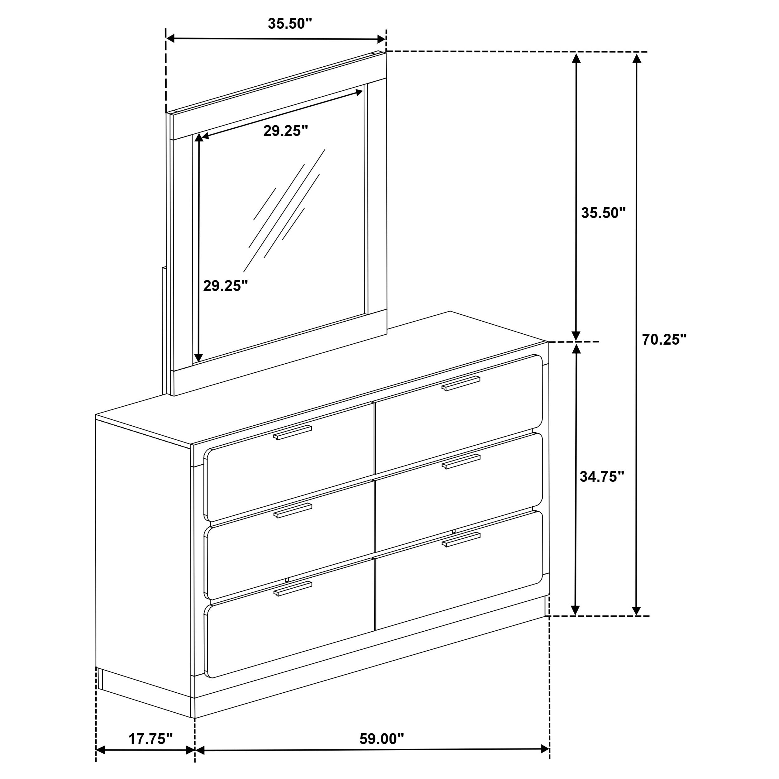 Caraway 6-drawer Dresser with Mirror White-