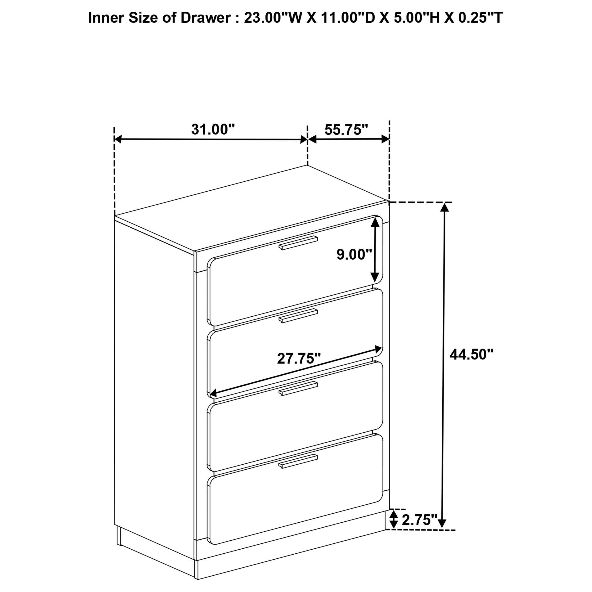 Caraway 4-drawer Bedroom Chest White-