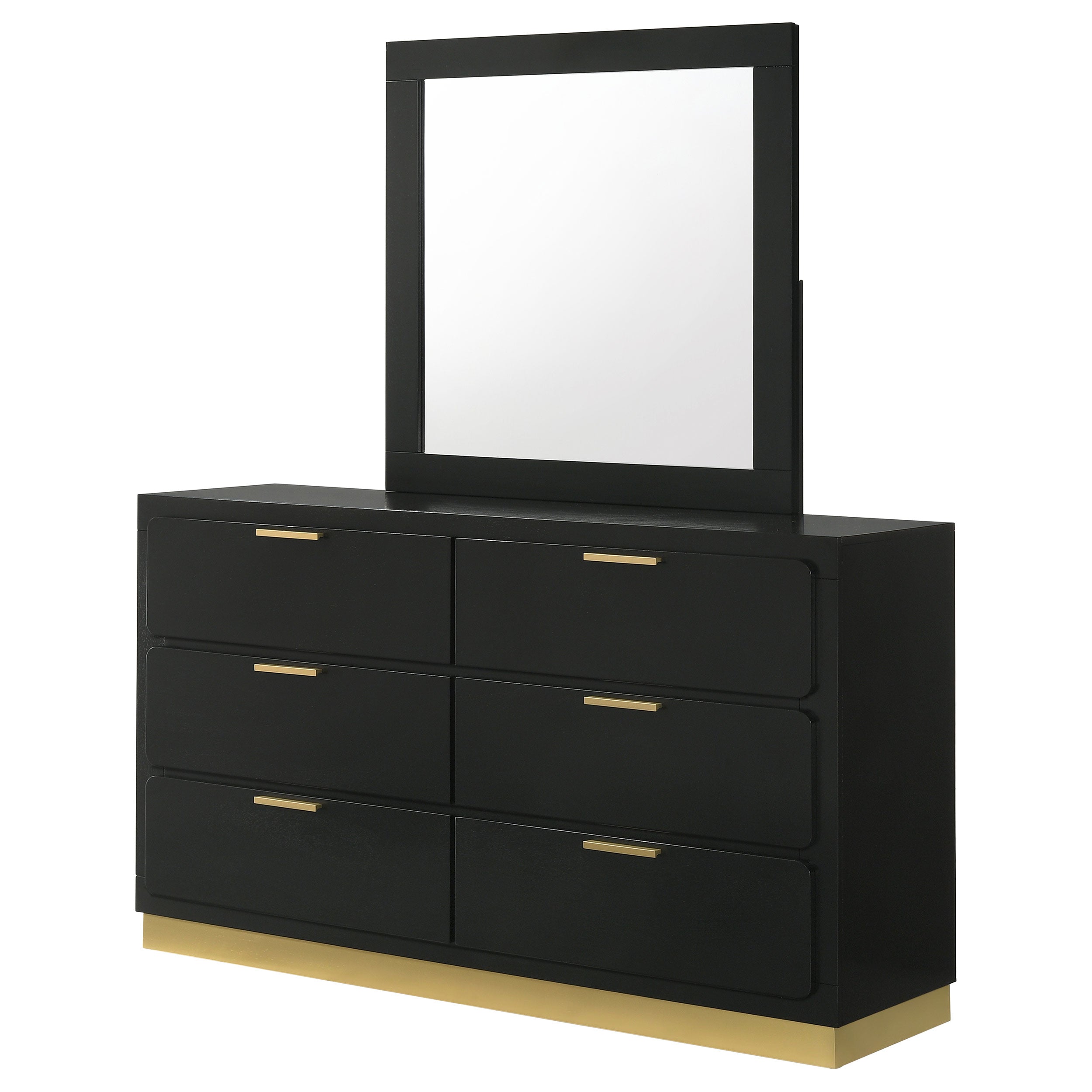 Caraway 6-drawer Dresser with Mirror Black-