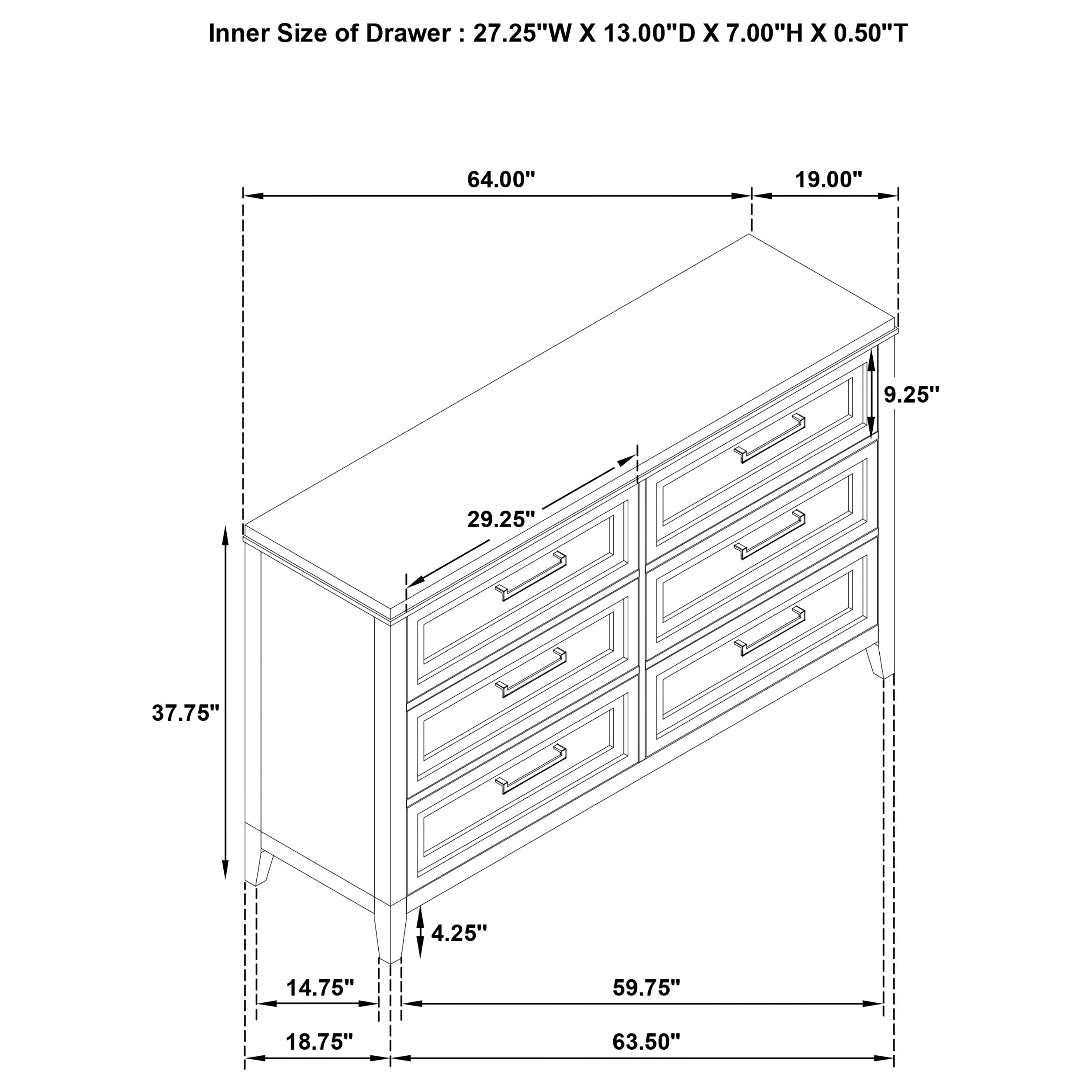 Marielle 6-drawer Bedroom Dresser Distressed White -
