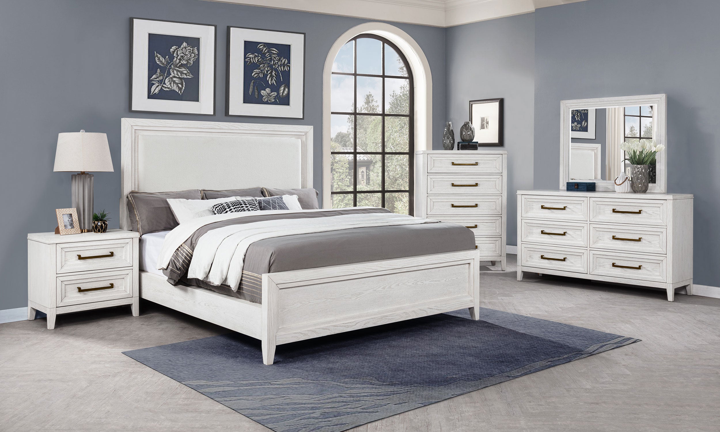 Marielle Dresser Mirror Distressed White -