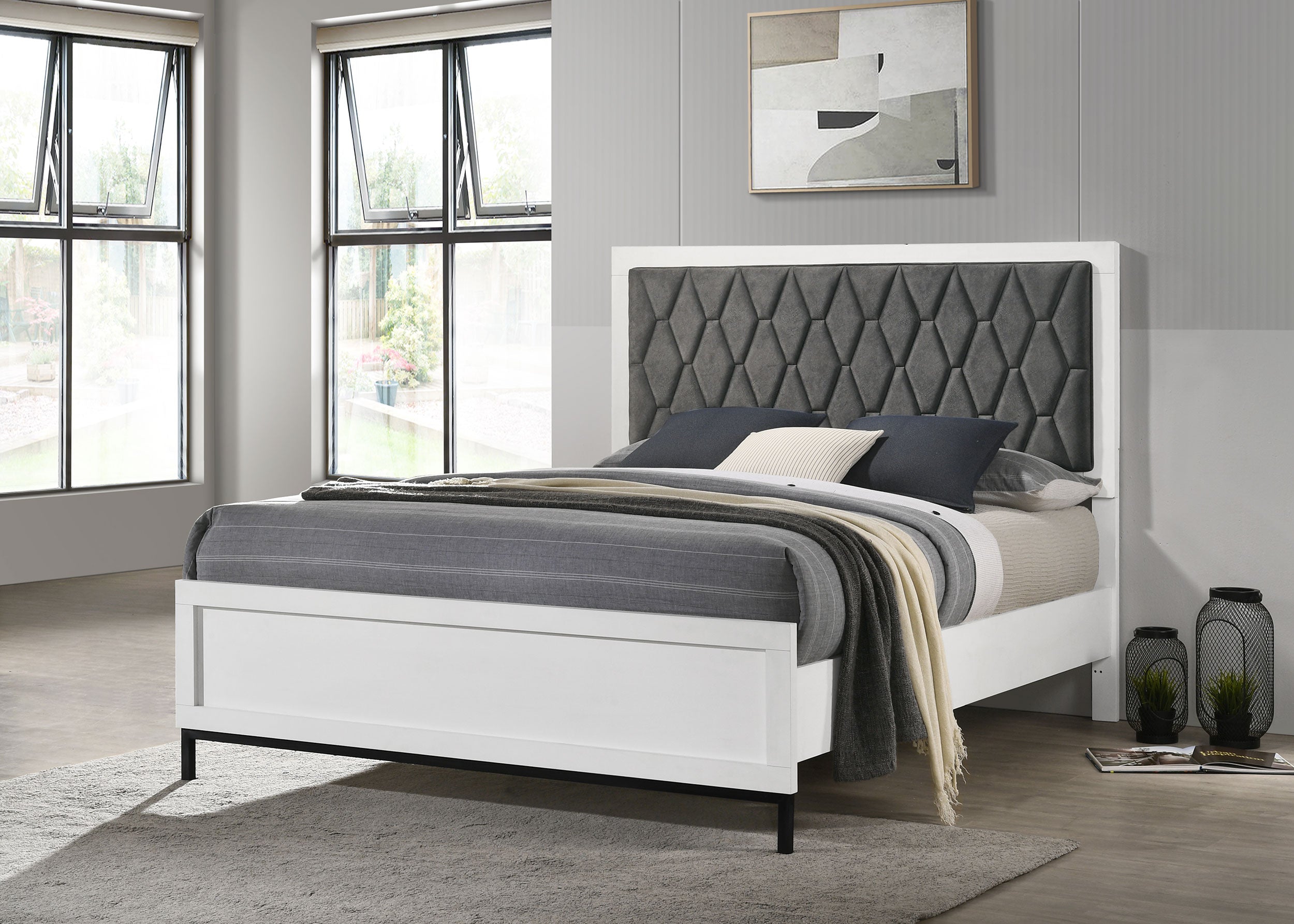 Sonora Queen Upholstered Panel Bed White -