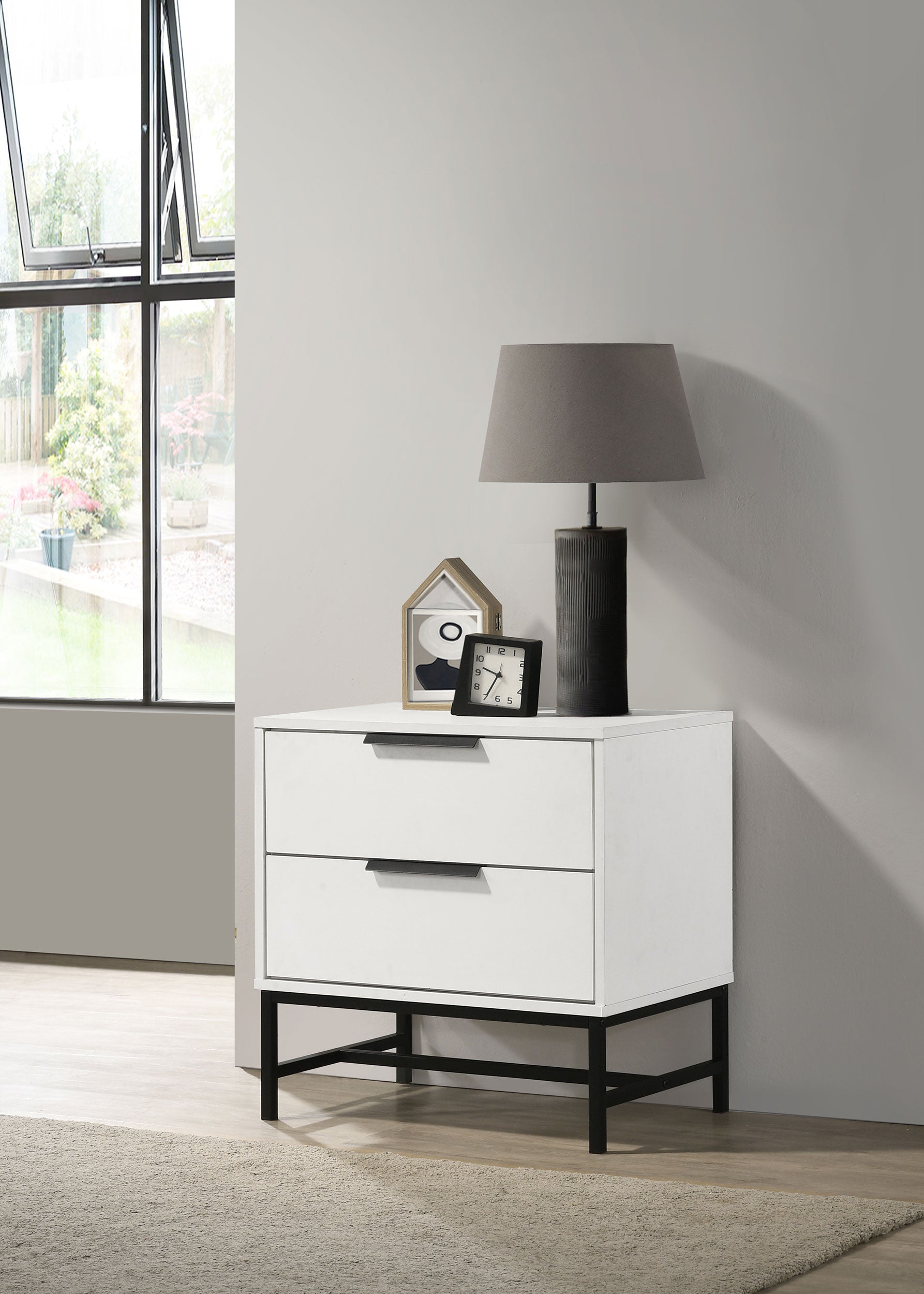 Sonora 2-drawer Nightstand Bedside Table White -