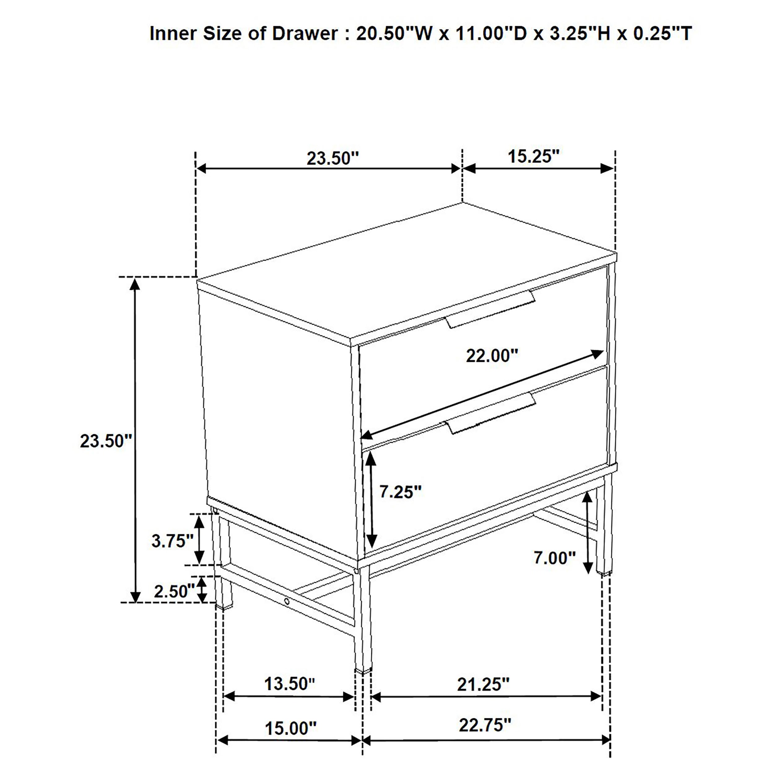 Sonora 2-drawer Nightstand Bedside Table White -