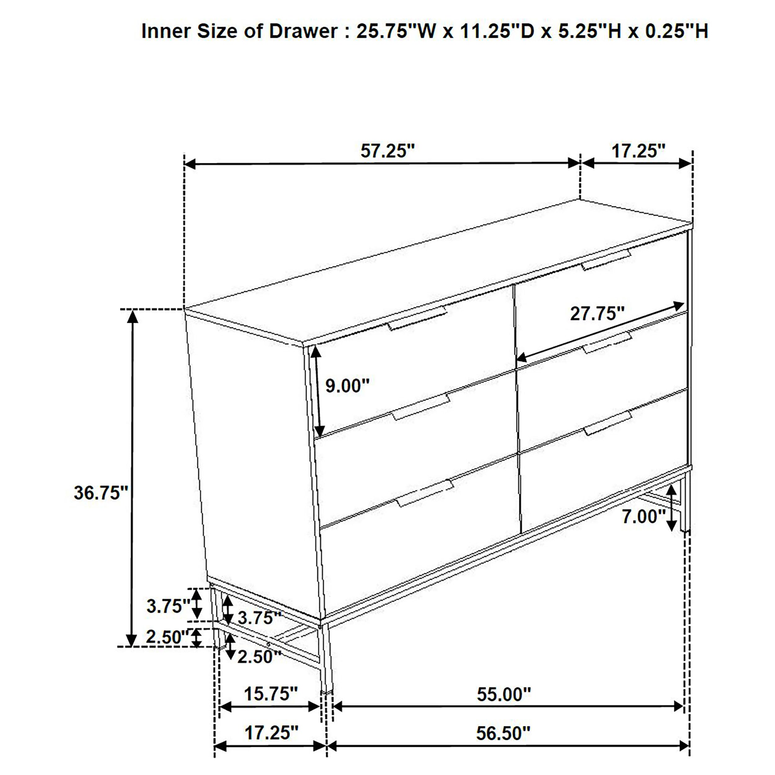 Sonora 6-drawer Bedroom Dresser White -