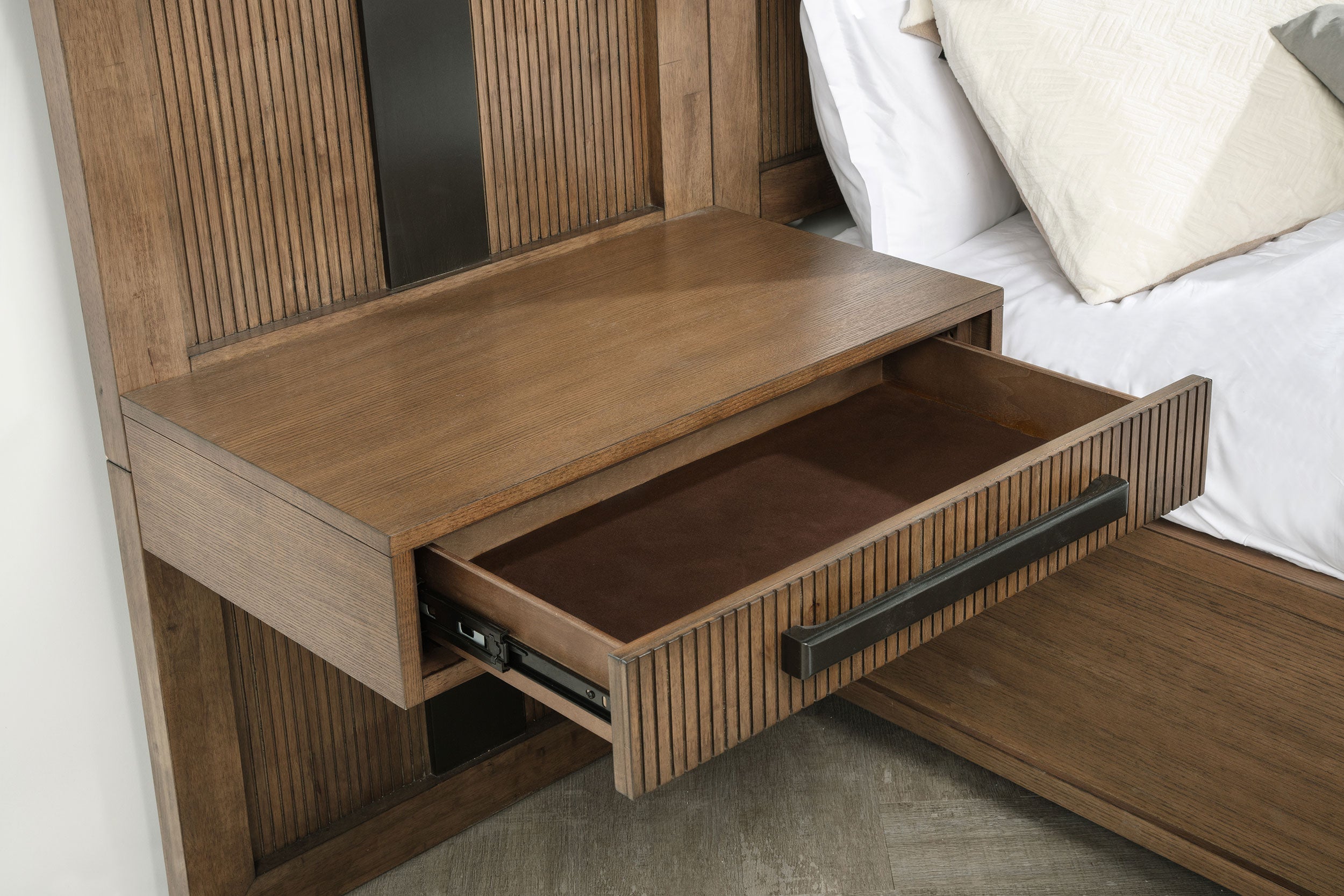 Terrace 2-piece Wall Panel with Nightstand Set Ash Brown-