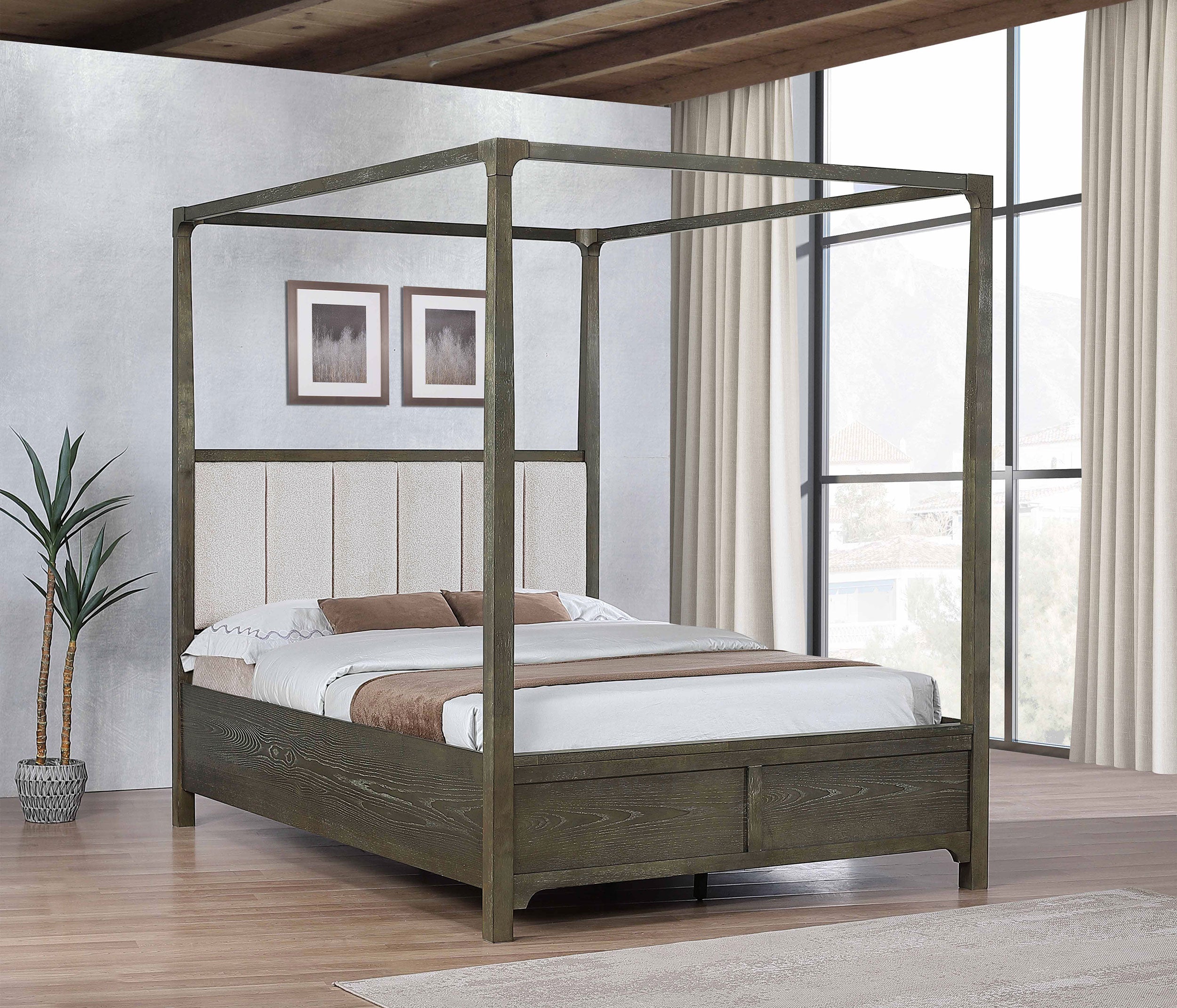 Gran Park Queen Canopy Bed Dark Cocoa-