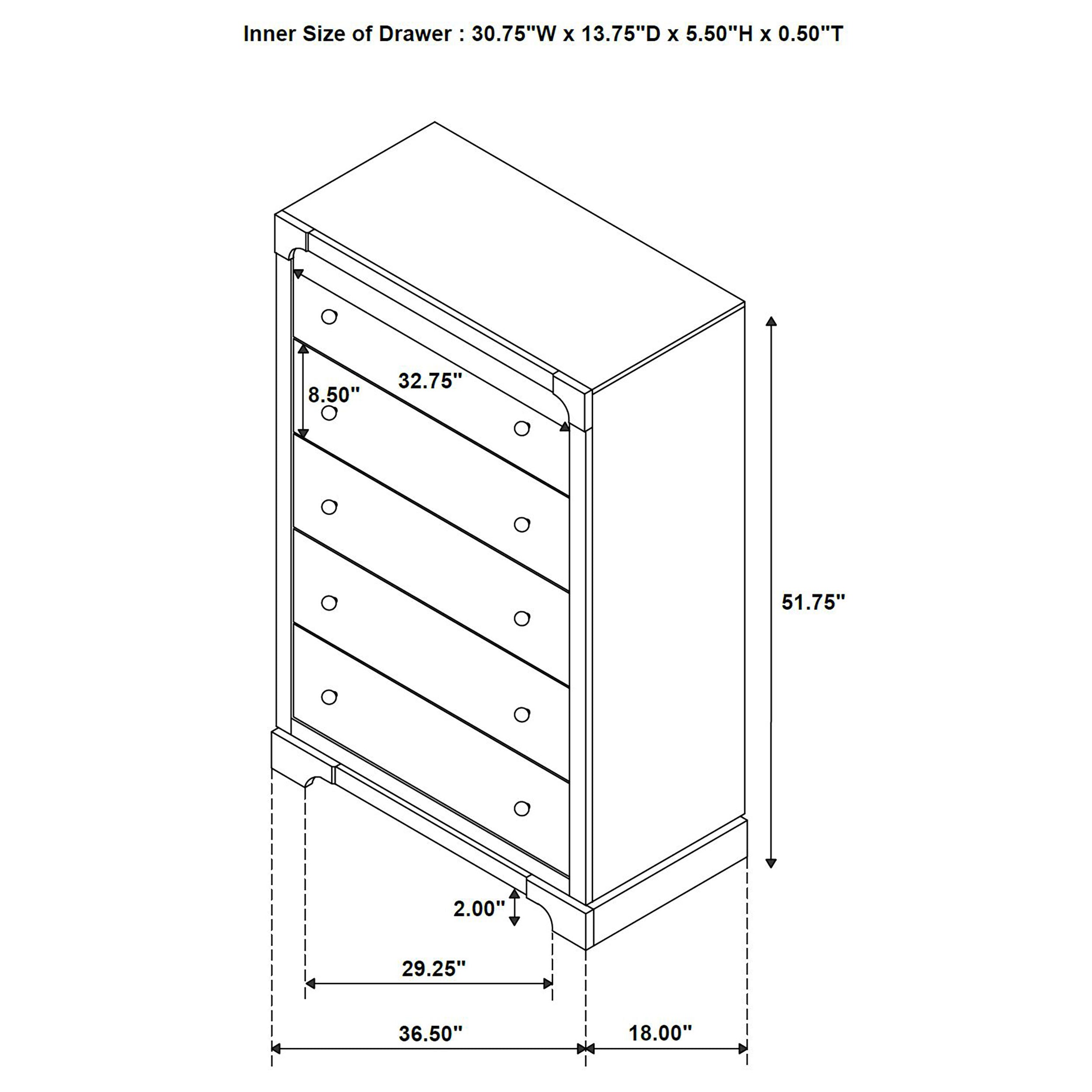 Gran Park 5-drawer Bedroom Chest of Drawers Dark Cocoa-