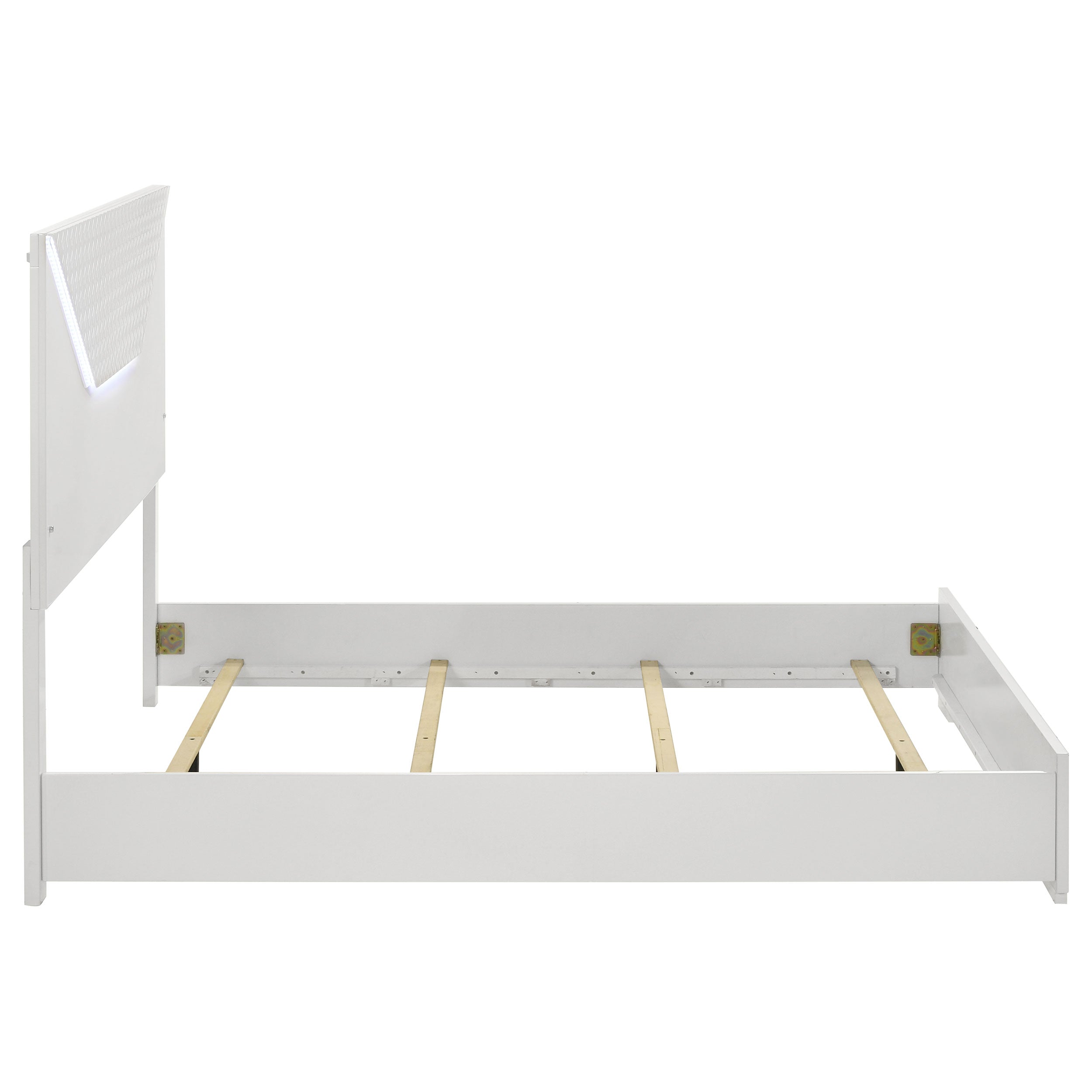 Ives Queen Panel Bed LED Headboard White High Gloss-