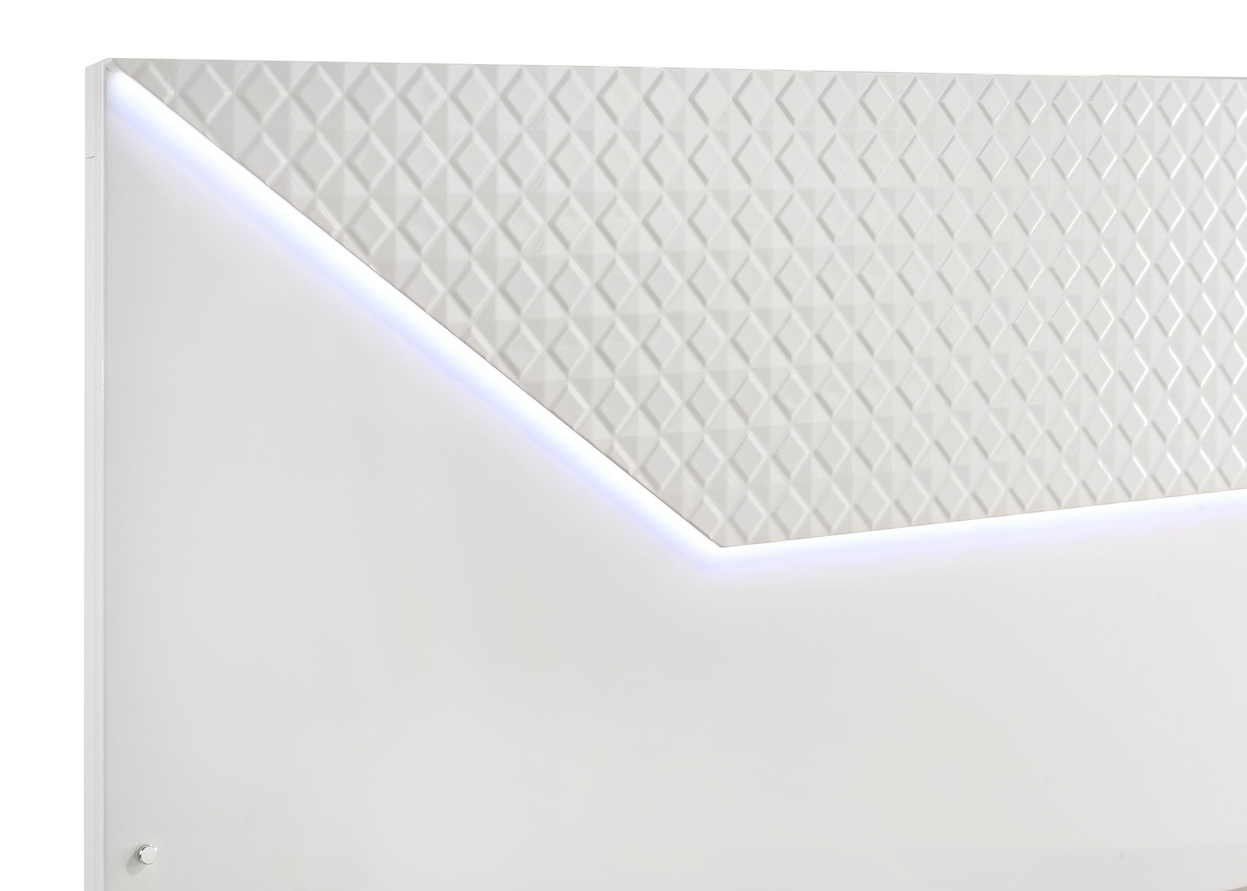 Ives Queen Panel Bed LED Headboard White High Gloss-