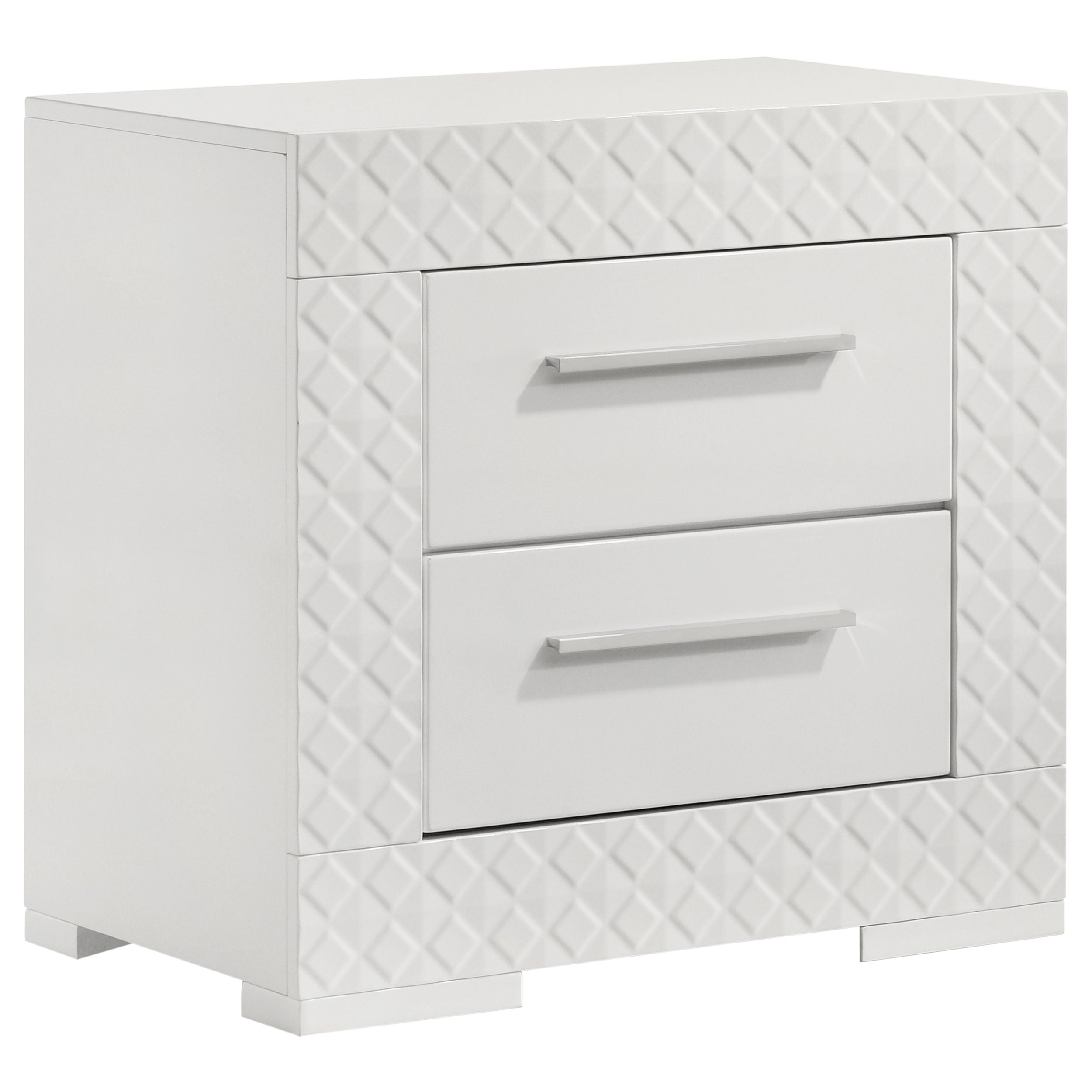 Ives 2-drawer Nightstand Bedside Table White High Gloss-