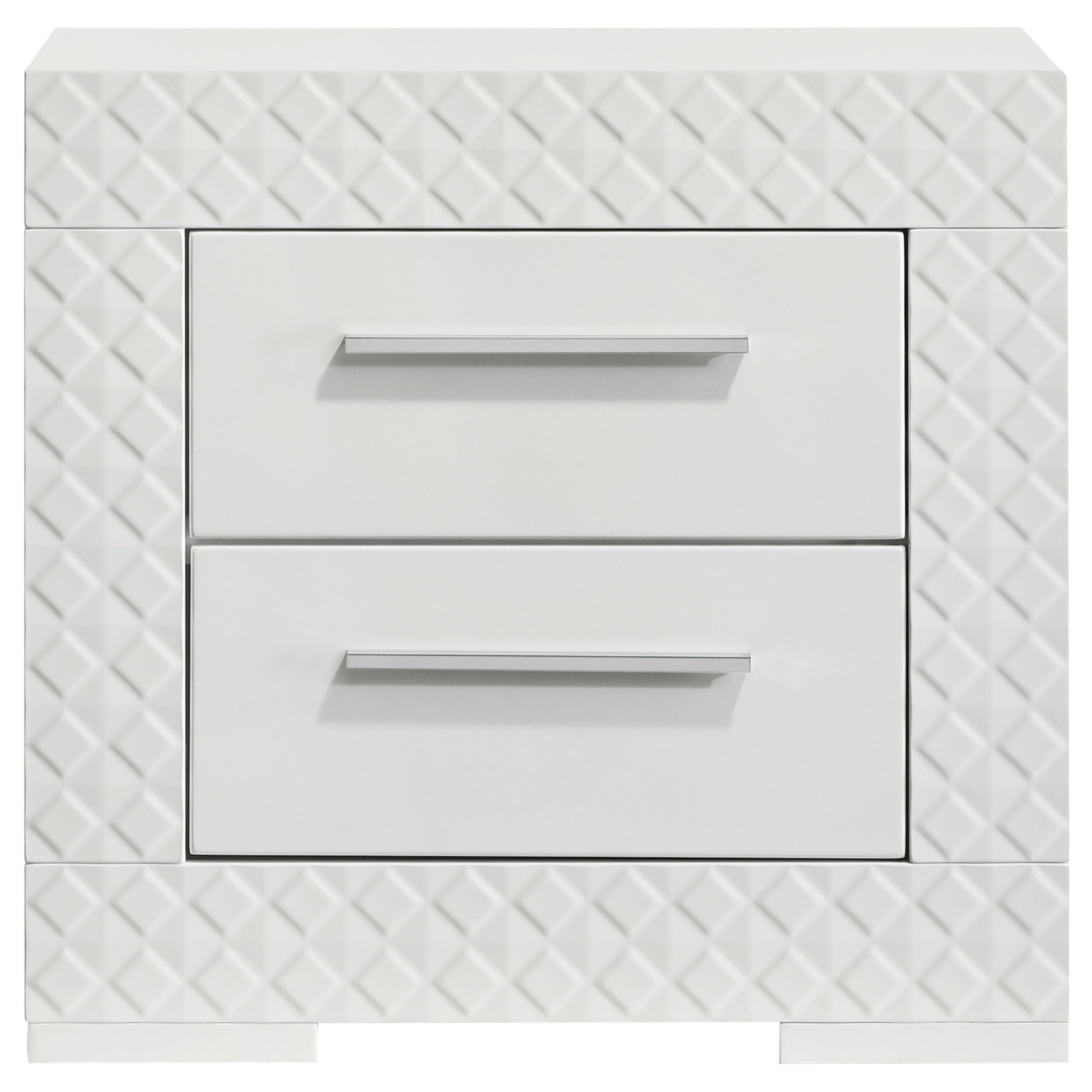 Ives 2-drawer Nightstand Bedside Table White High Gloss-