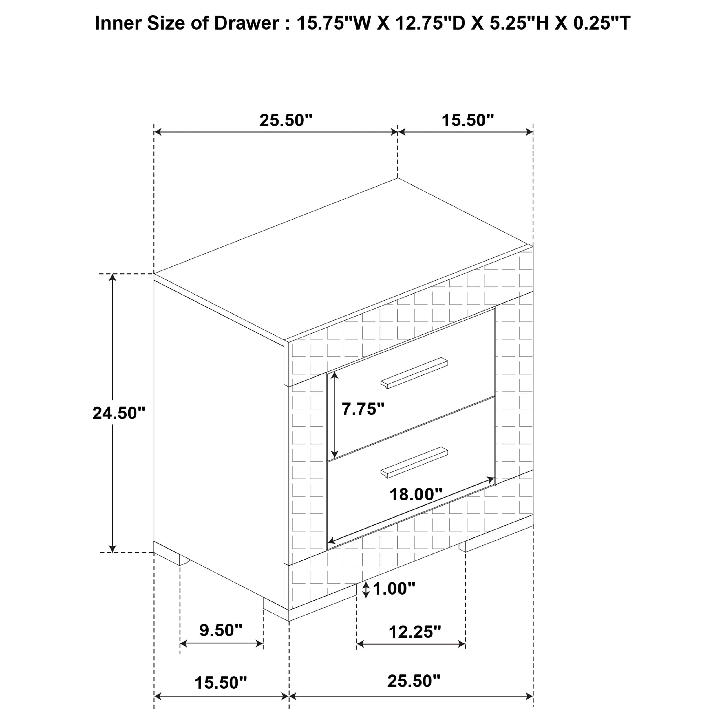 Ives 2-drawer Nightstand Bedside Table White High Gloss-