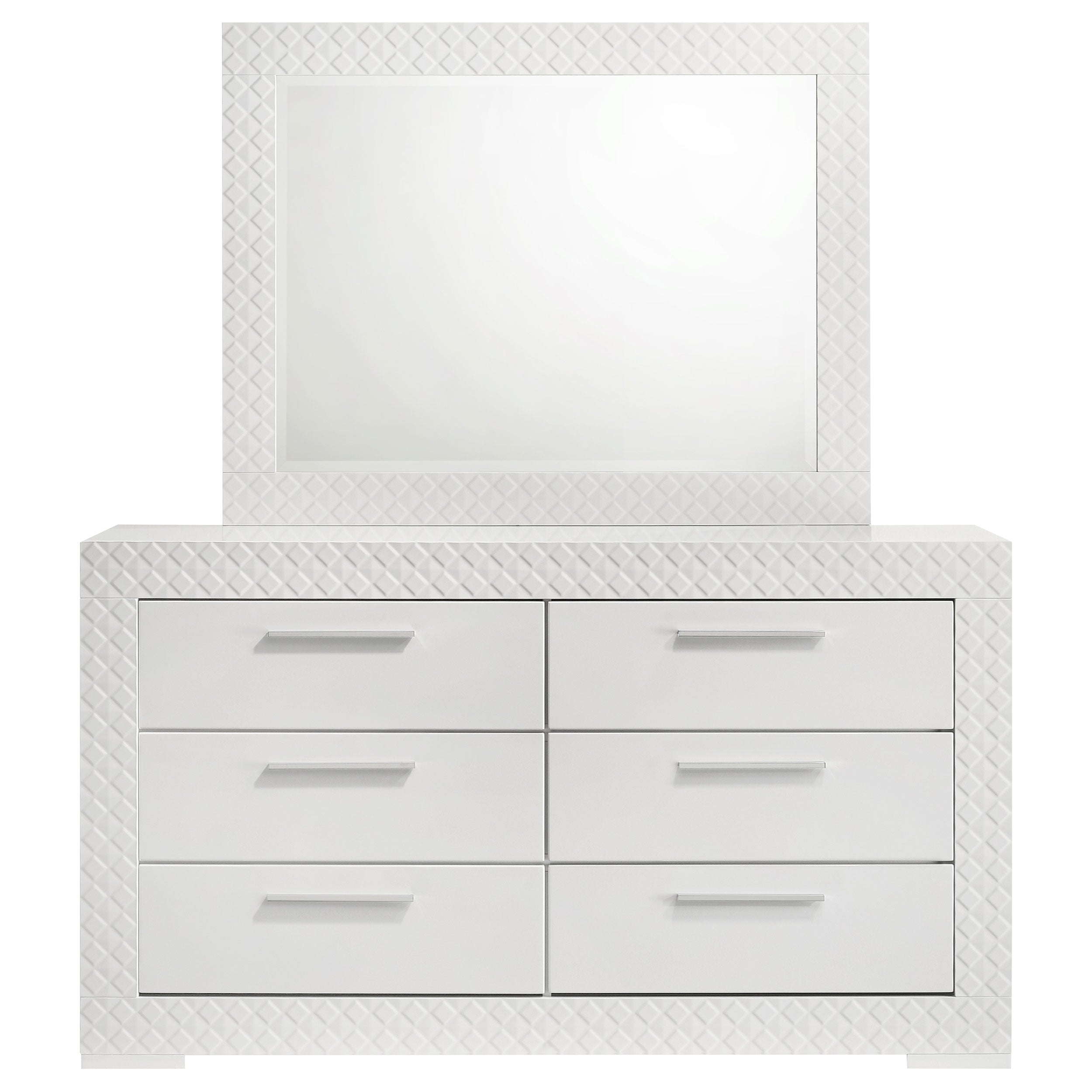 Ives 6-drawer Dresser and Mirror White High Gloss-