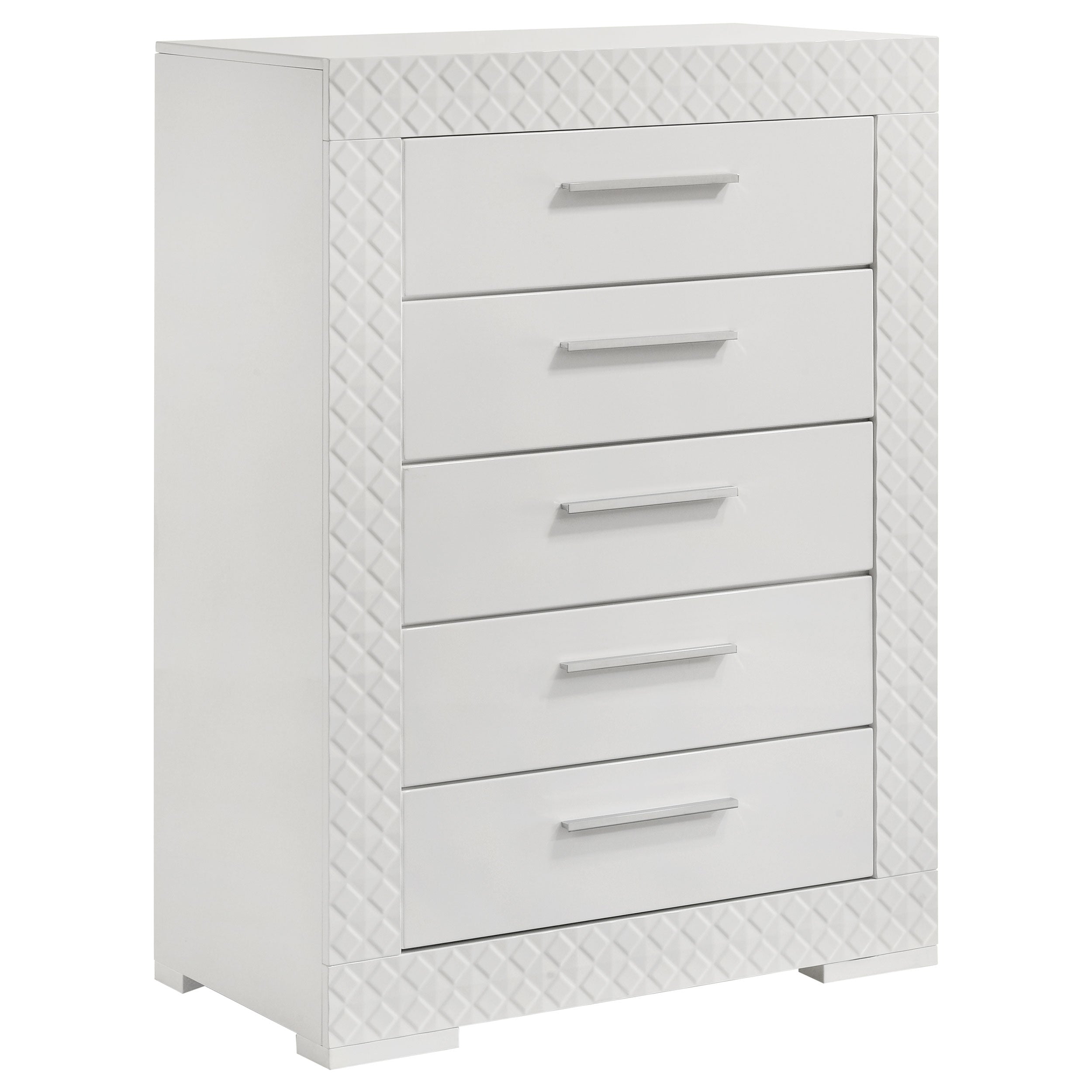 Ives 5-drawer Bedroom Chest of Drawers White High Gloss-