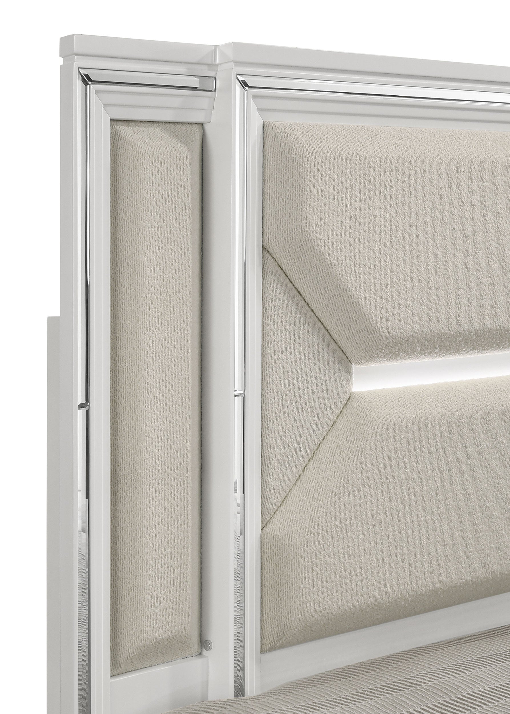 Marmore 64-inch Queen Panel Bed LED Headboard White-