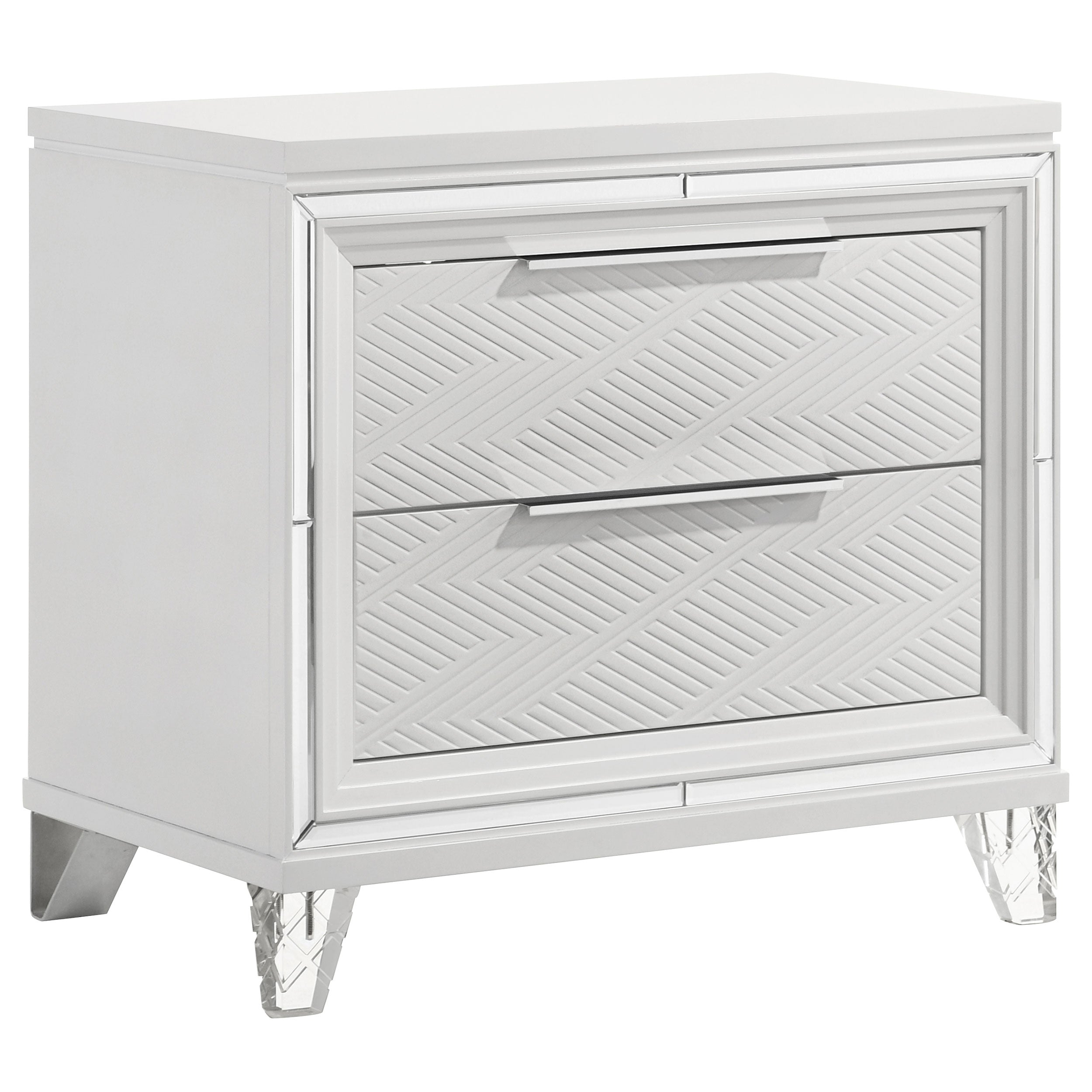 Marmore 2-drawer Nightstand Bedside Table White-