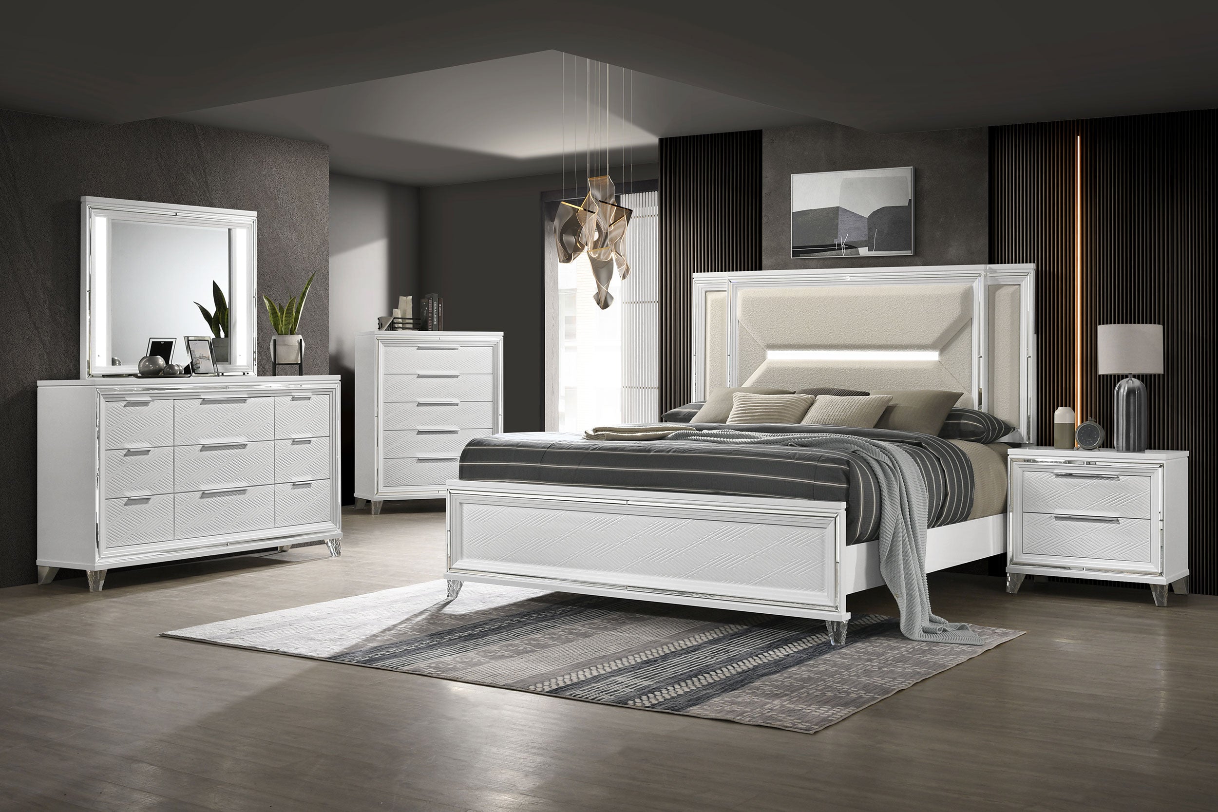 Marmore 5-drawer Bedroom Chest of Drawers White-