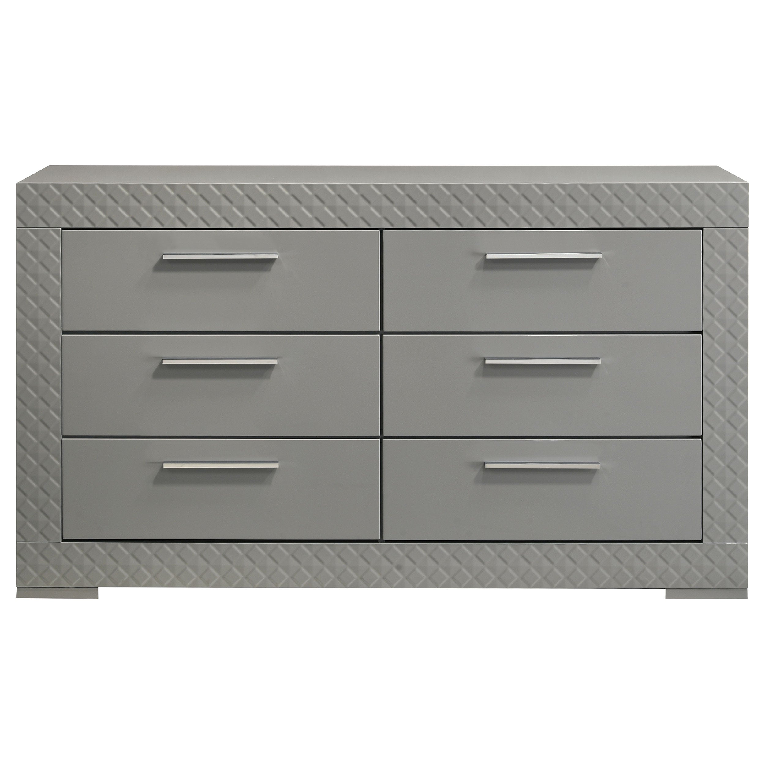 Ives 6-drawer Dresser Cabinet Grey High Gloss-