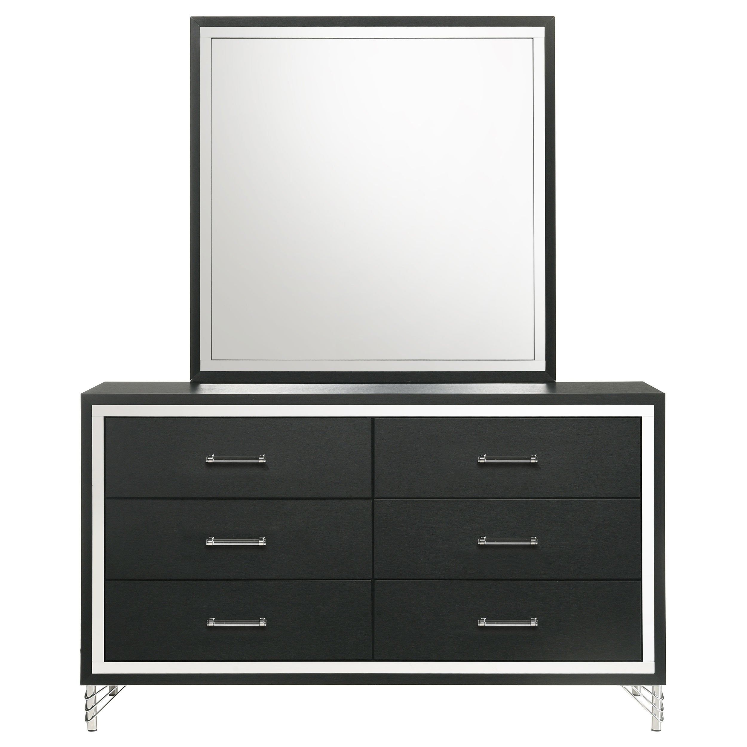 Lucia 6-drawer Dresser and Mirror Black-