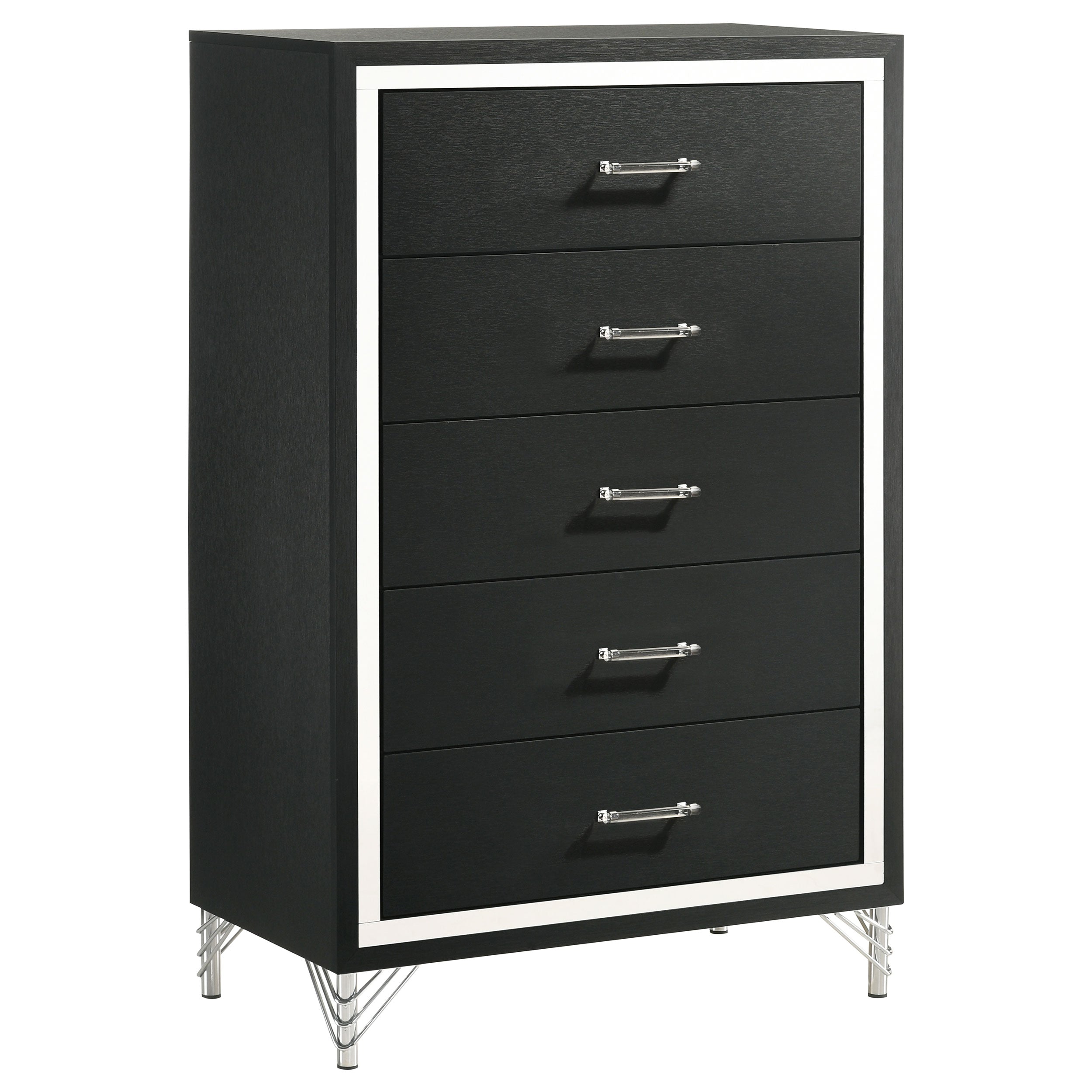 Lucia 5-drawer Bedroom Chest of Drawers Black-