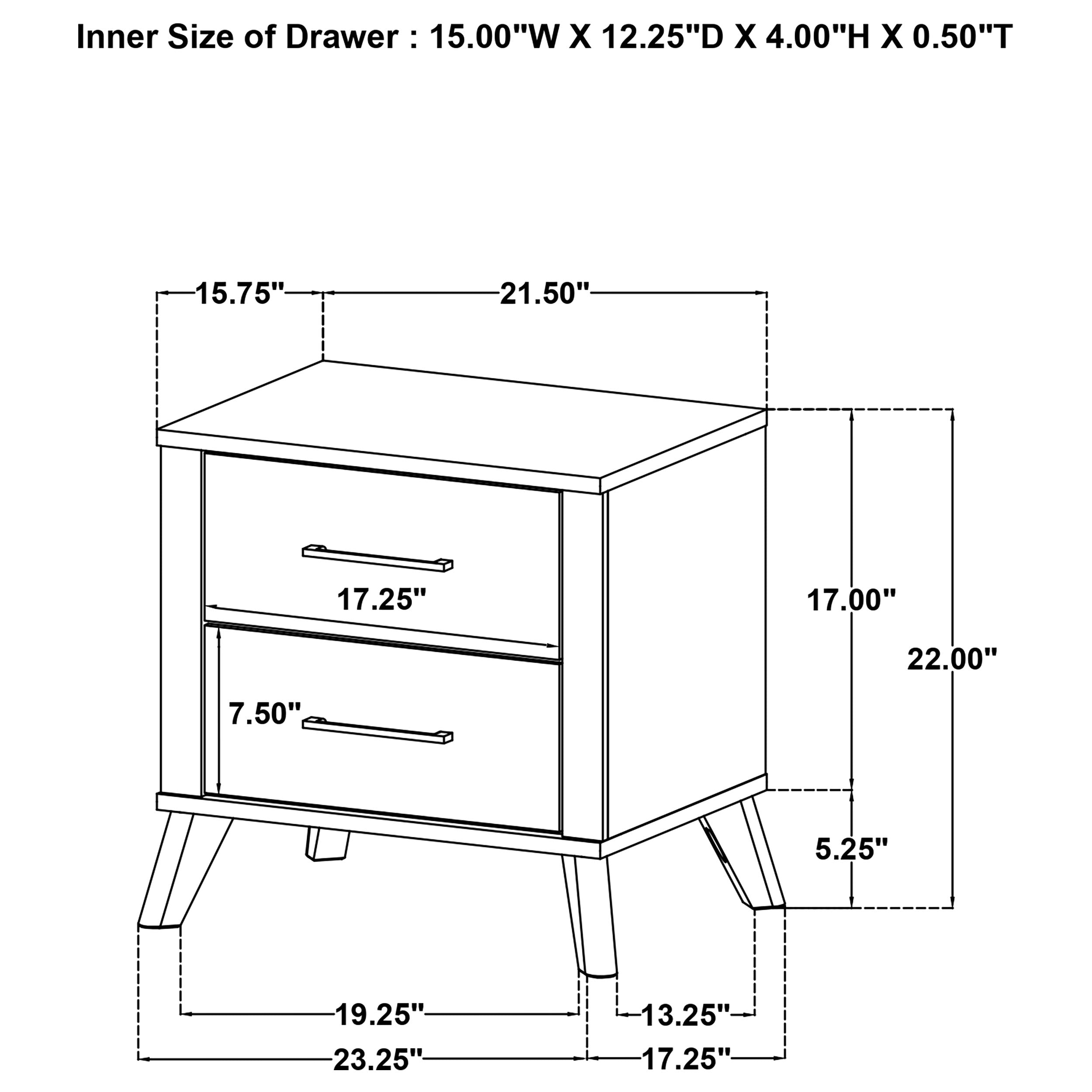Kaywood 2-drawer Nightstand Bedside Table Natural Pine-